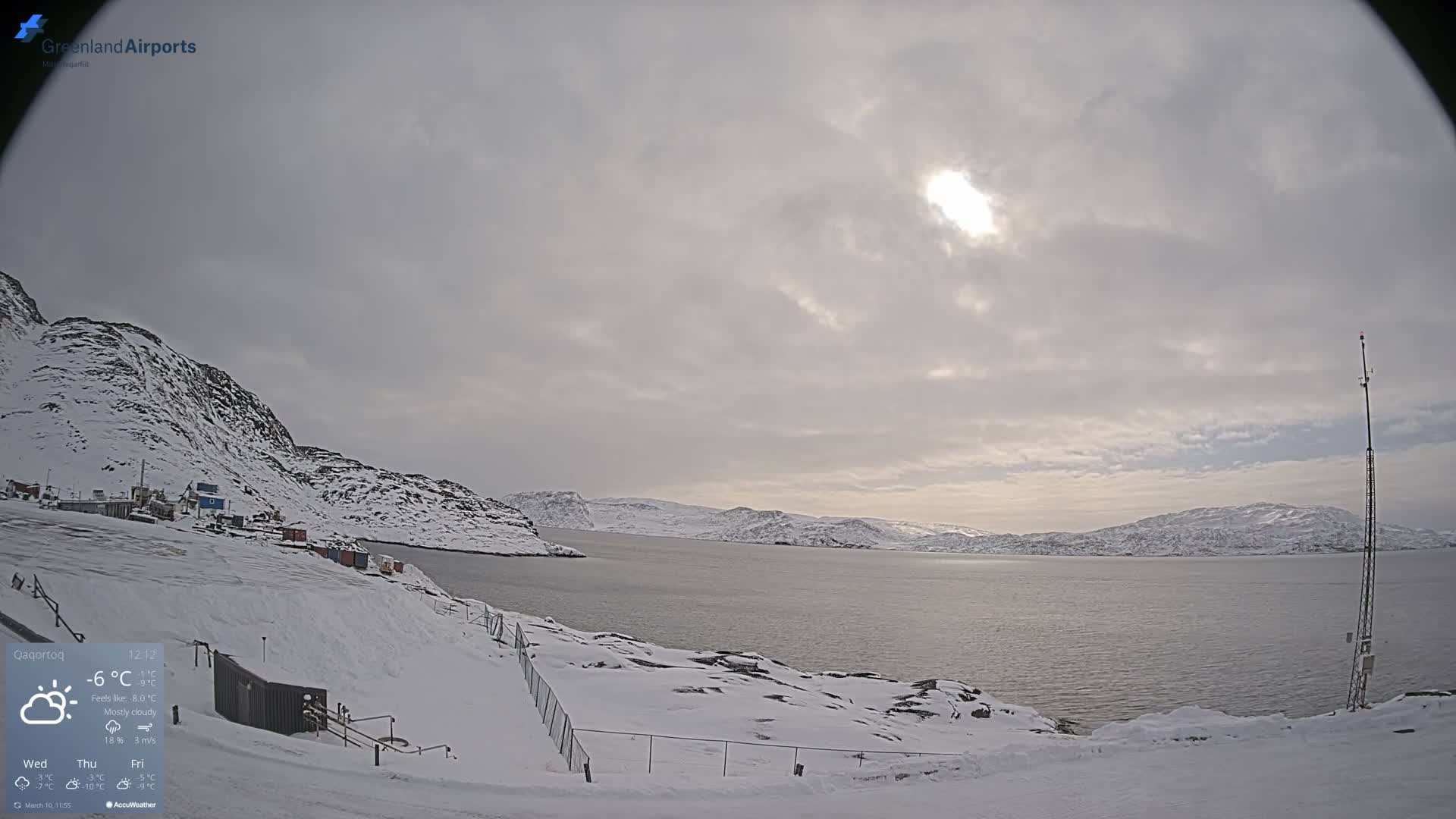 Qaqortoq Village & Mittarfik Qaqortoq Heliport Live Cam JJU / BGJH- Qaqortoq, Kujalleq, Greenland, Denmark