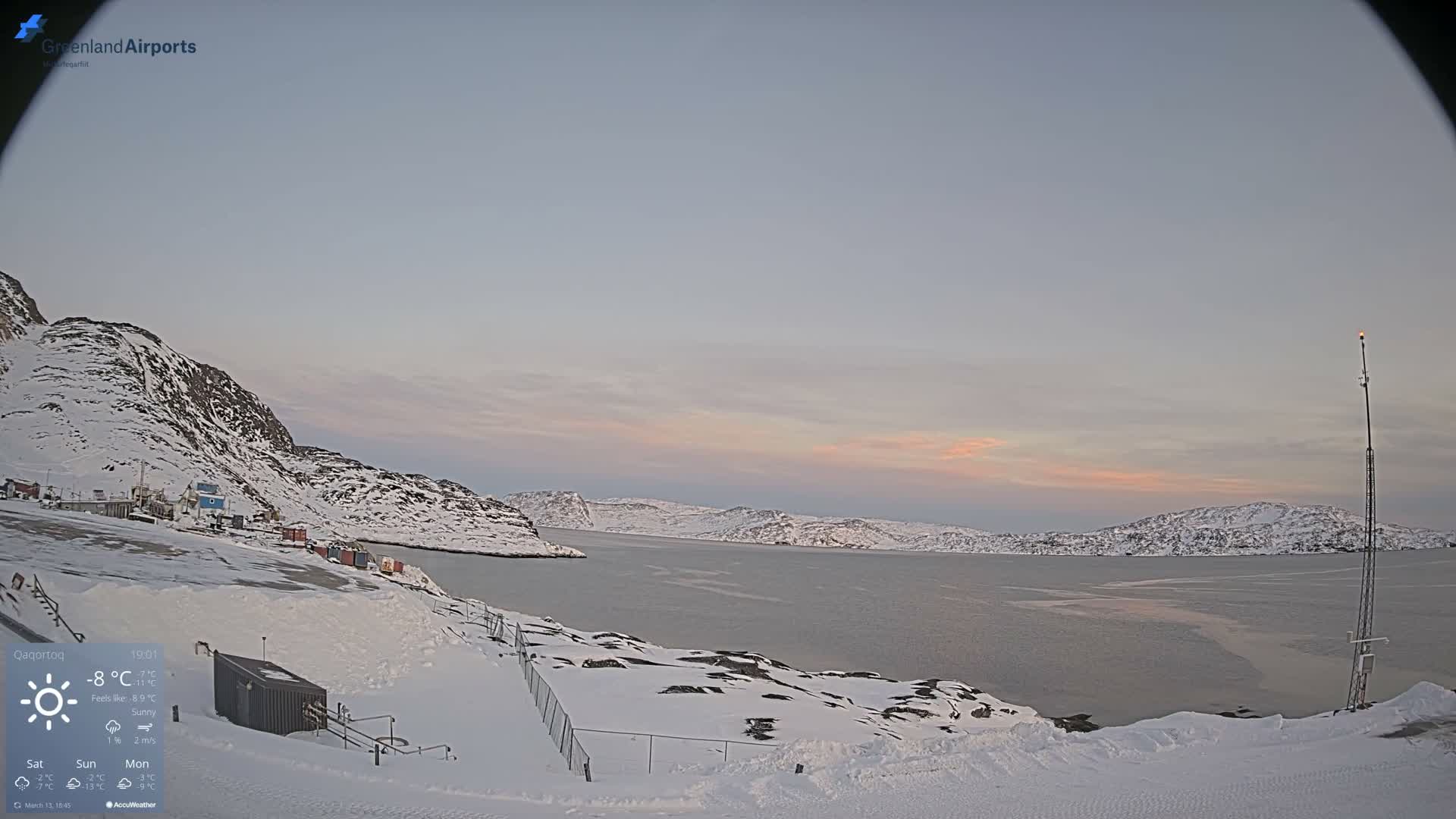 Qaqortoq Village & Mittarfik Qaqortoq Heliport Live Cam JJU / BGJH- Qaqortoq, Kujalleq, Greenland, Denmark