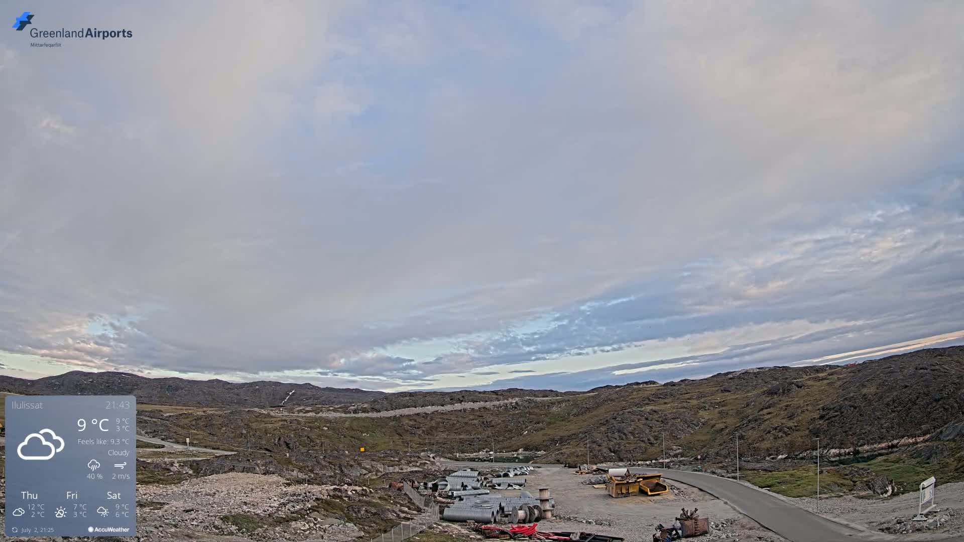 Ilulissat Airport South Gate View Live Cam JAV / BGJN - Ilulissat, Avannaata, Greenland, Denmark