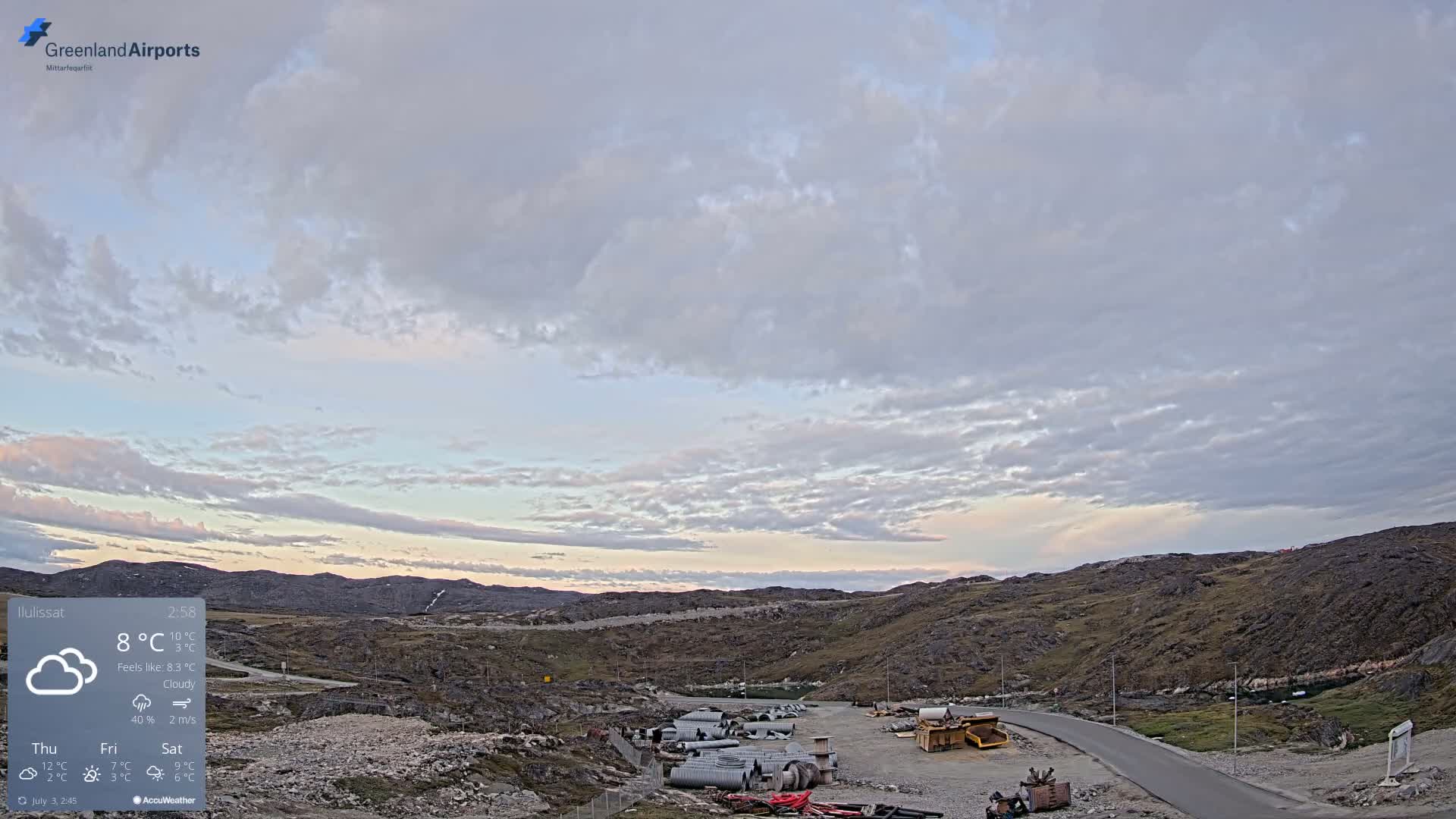 Ilulissat Airport South Gate View Live Cam JAV / BGJN - Ilulissat, Avannaata, Greenland, Denmark