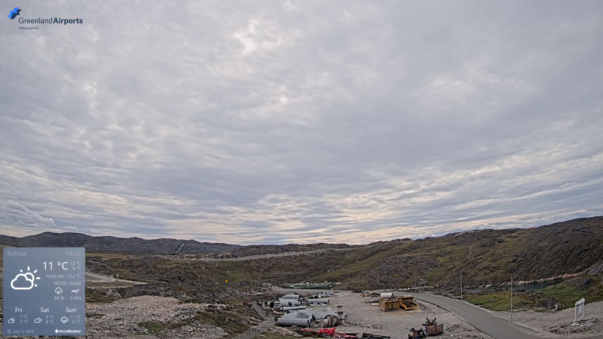 Ilulissat Airport South Gate View Live Cam JAV / BGJN - Ilulissat, Avannaata, Greenland, Denmark