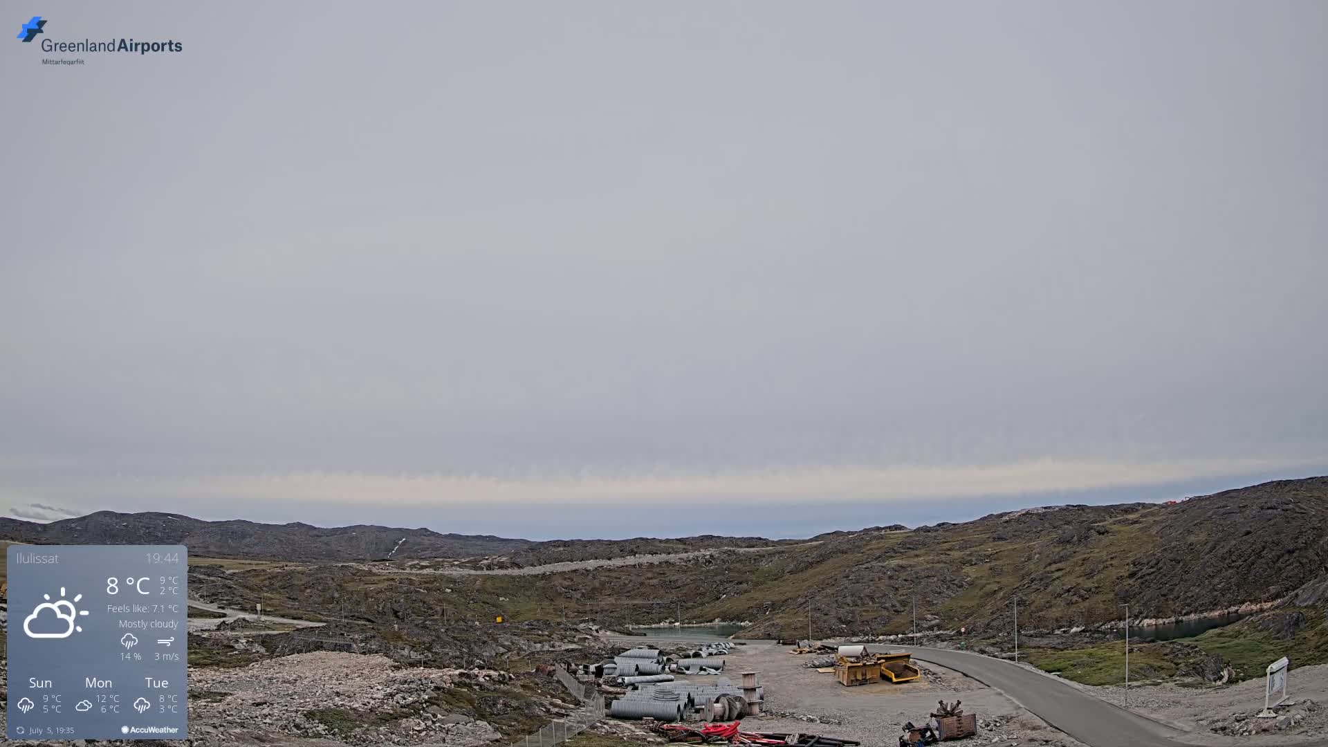 Ilulissat Airport South Gate View Live Cam JAV / BGJN - Ilulissat, Avannaata, Greenland, Denmark
