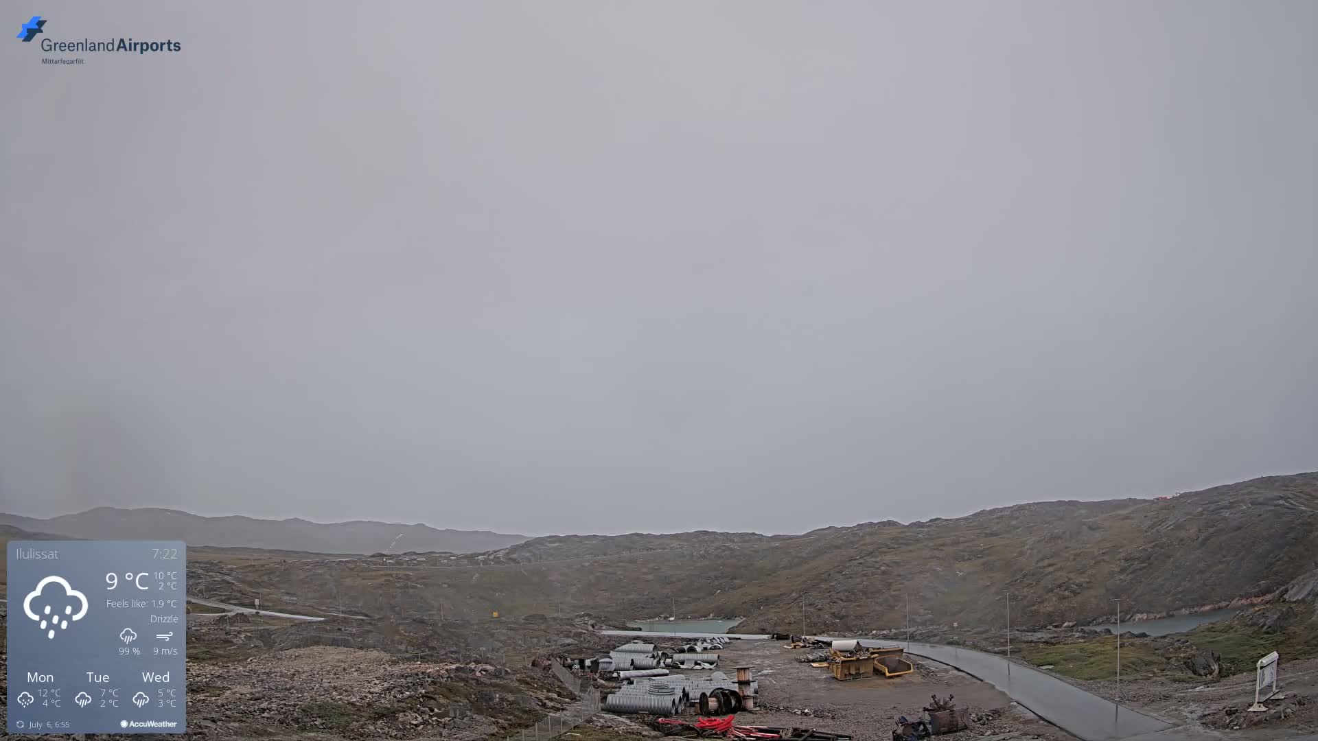 Ilulissat Airport South Gate View Live Cam JAV / BGJN - Ilulissat, Avannaata, Greenland, Denmark