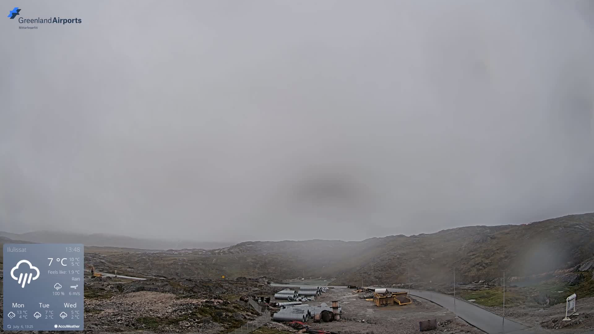 Ilulissat Airport South Gate View Live Cam JAV / BGJN - Ilulissat, Avannaata, Greenland, Denmark