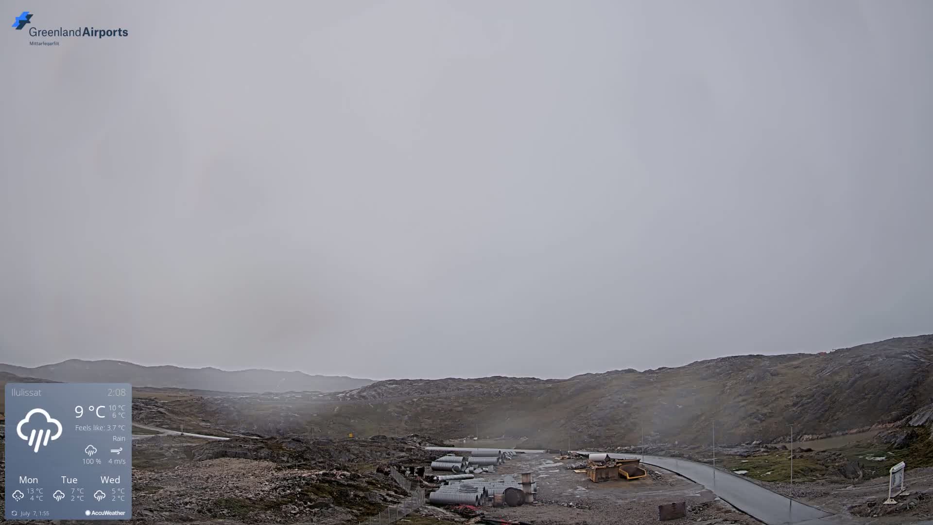 Ilulissat Airport South Gate View Live Cam JAV / BGJN - Ilulissat, Avannaata, Greenland, Denmark