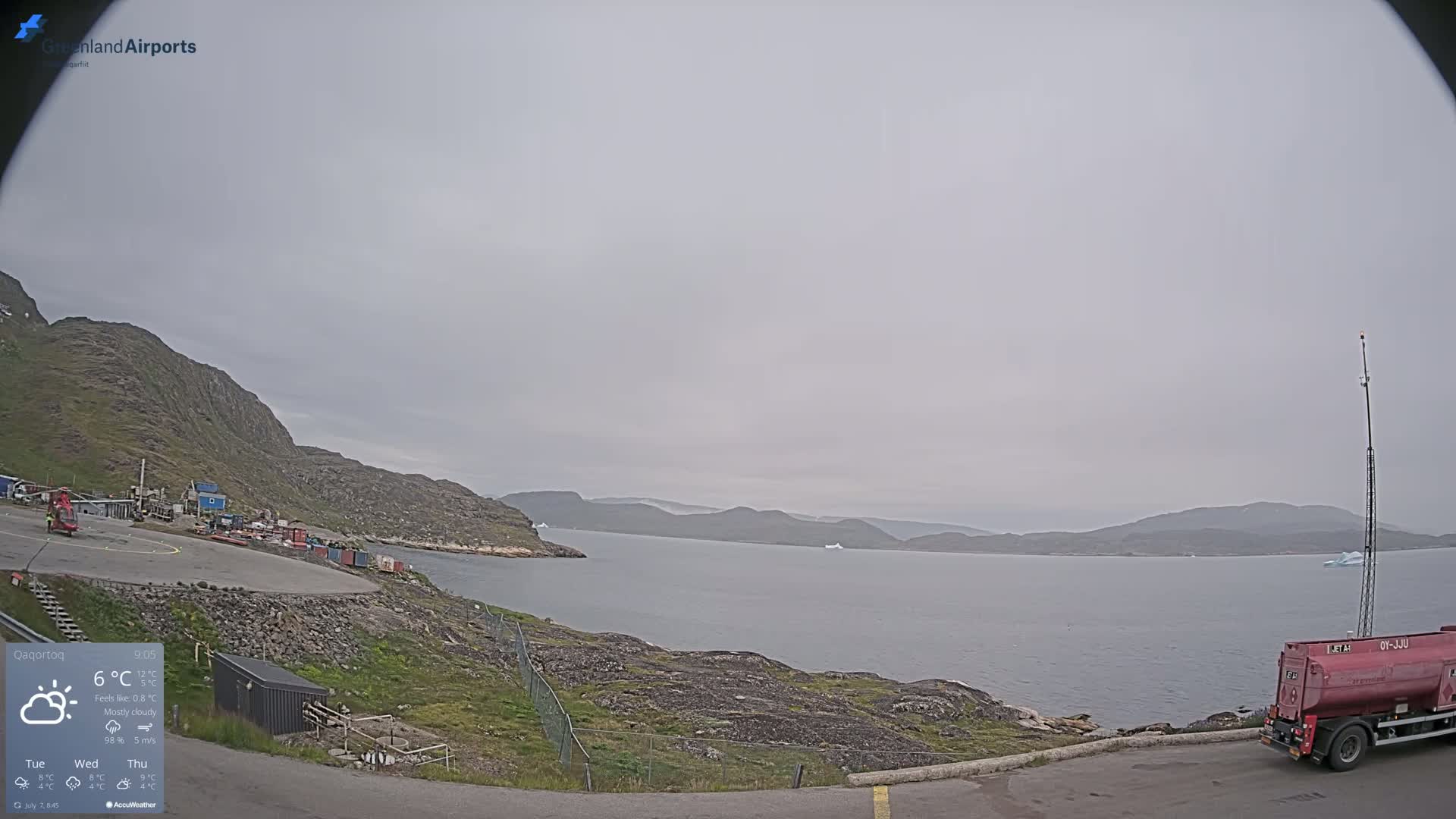 Ilulissat Airport South Gate View Live Cam JAV / BGJN - Ilulissat, Avannaata, Greenland, Denmark