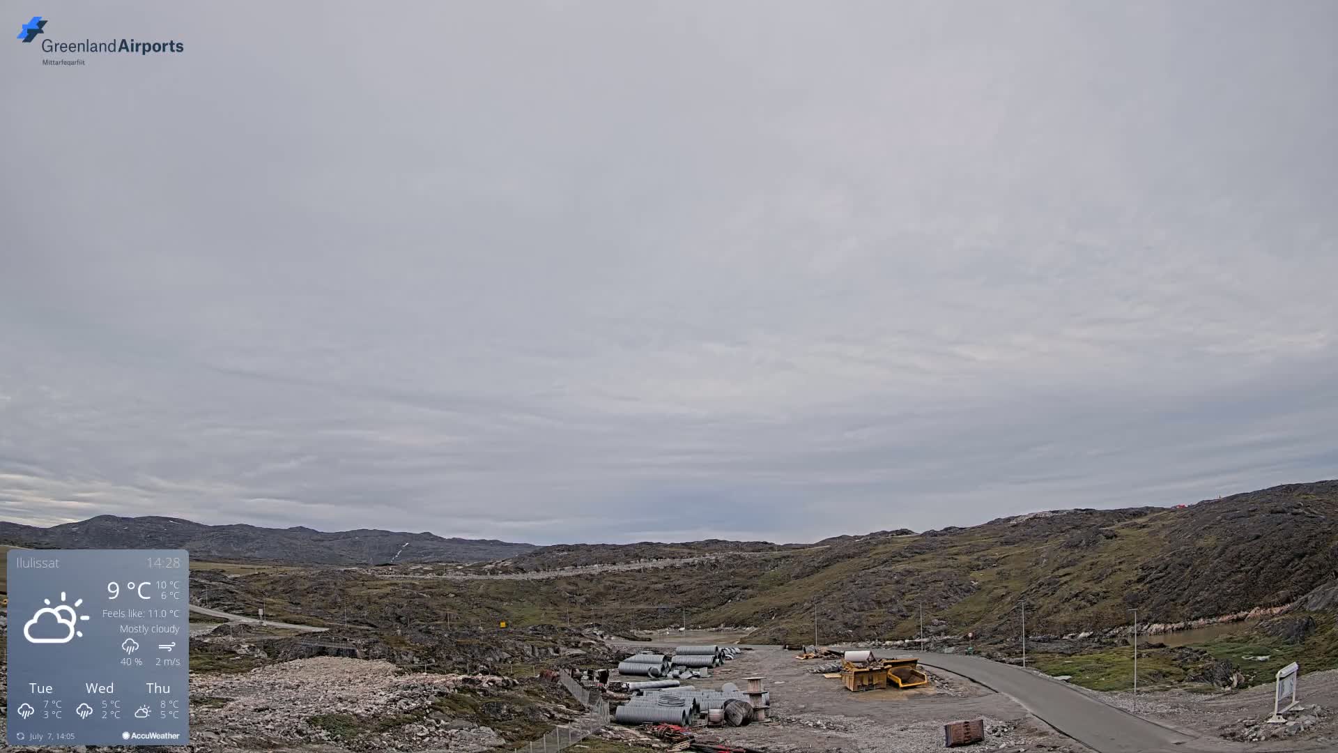 Ilulissat Airport South Gate View Live Cam JAV / BGJN - Ilulissat, Avannaata, Greenland, Denmark