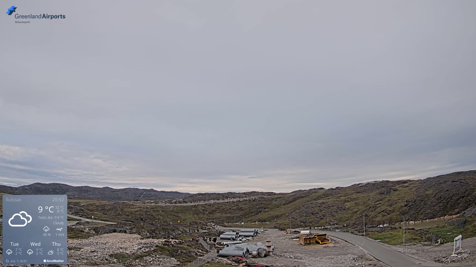 Ilulissat Airport South Gate View Live Cam JAV / BGJN - Ilulissat, Avannaata, Greenland, Denmark