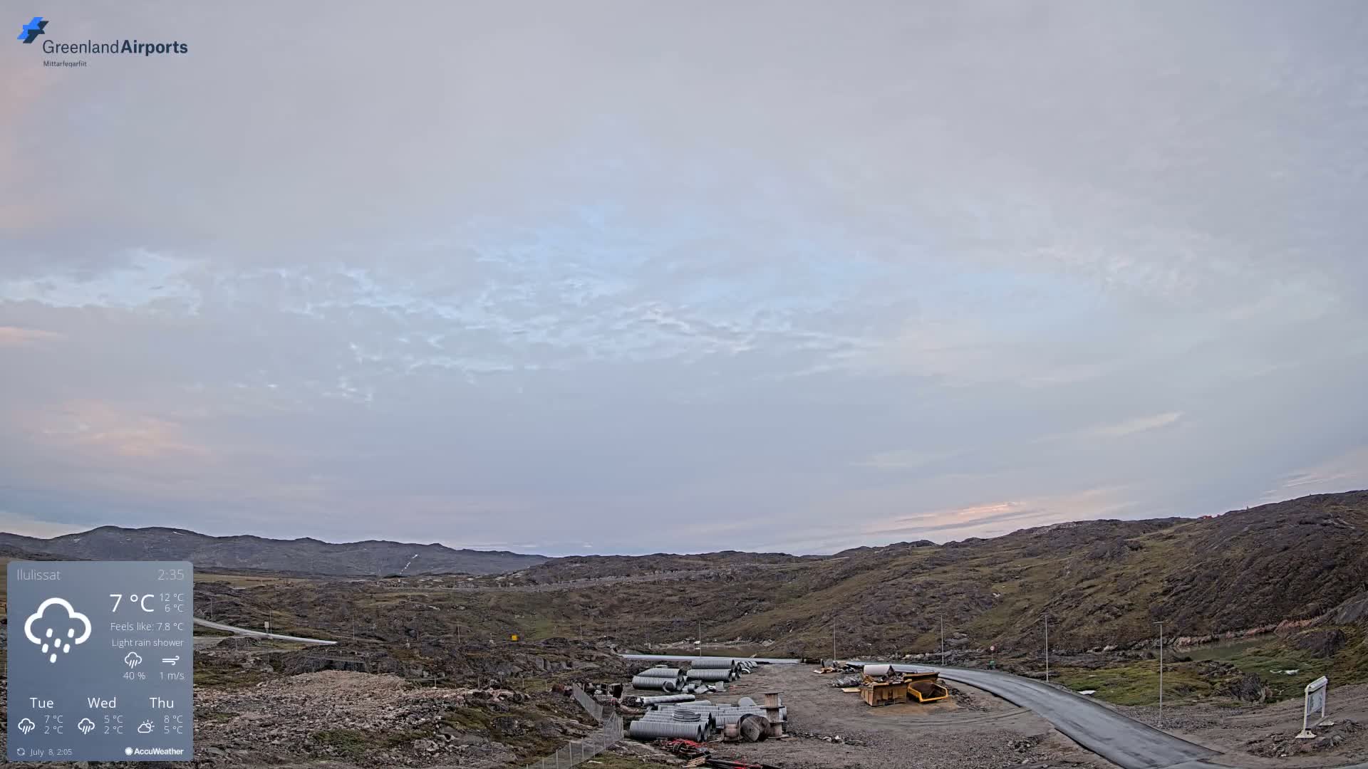 Ilulissat Airport South Gate View Live Cam JAV / BGJN - Ilulissat, Avannaata, Greenland, Denmark