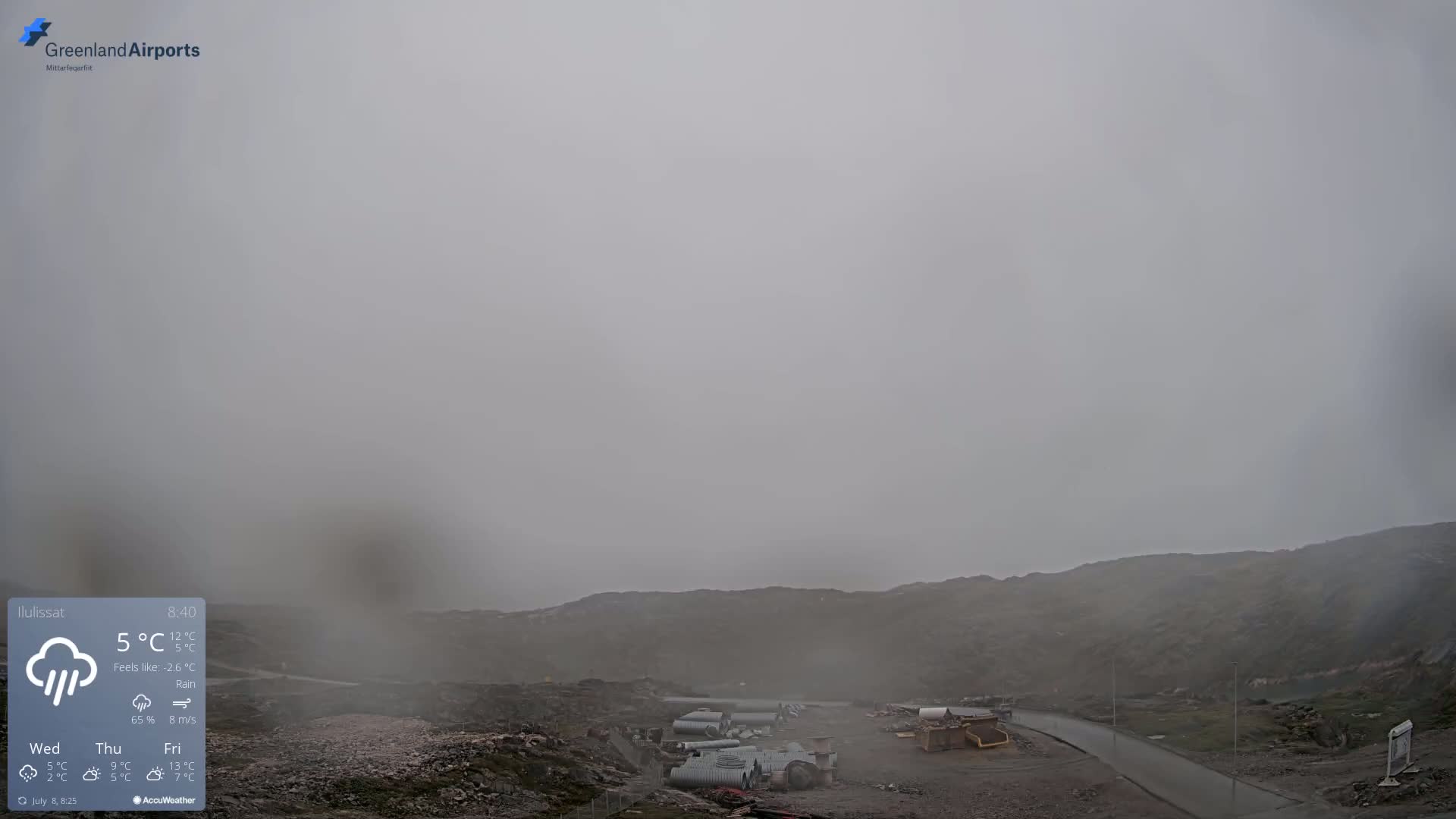 Ilulissat Airport South Gate View Live Cam JAV / BGJN - Ilulissat, Avannaata, Greenland, Denmark