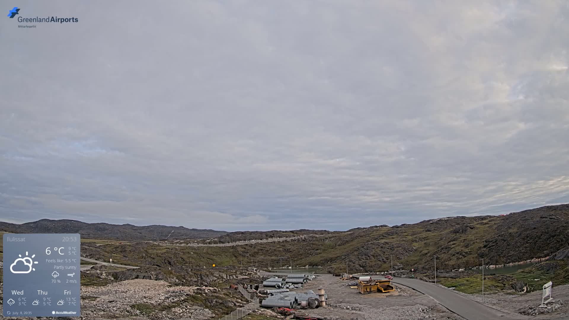 Ilulissat Airport South Gate View Live Cam JAV / BGJN - Ilulissat, Avannaata, Greenland, Denmark