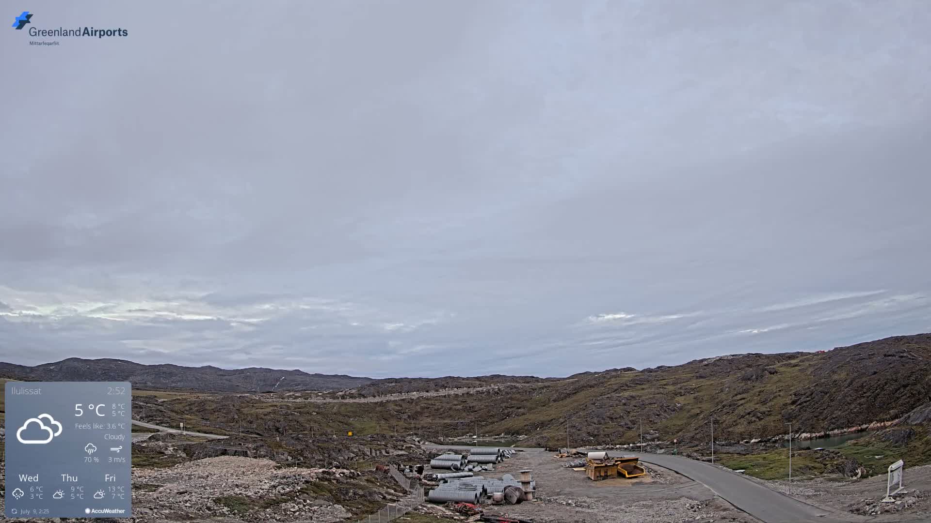 Ilulissat Airport South Gate View Live Cam JAV / BGJN - Ilulissat, Avannaata, Greenland, Denmark