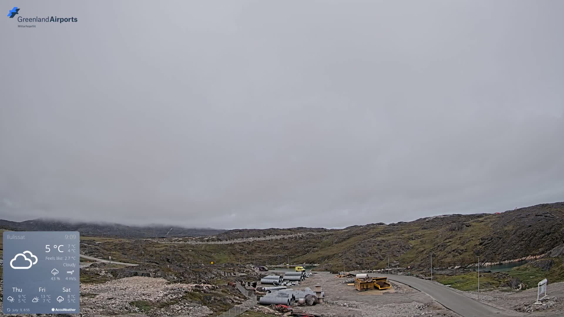 Ilulissat Airport South Gate View Live Cam JAV / BGJN - Ilulissat, Avannaata, Greenland, Denmark