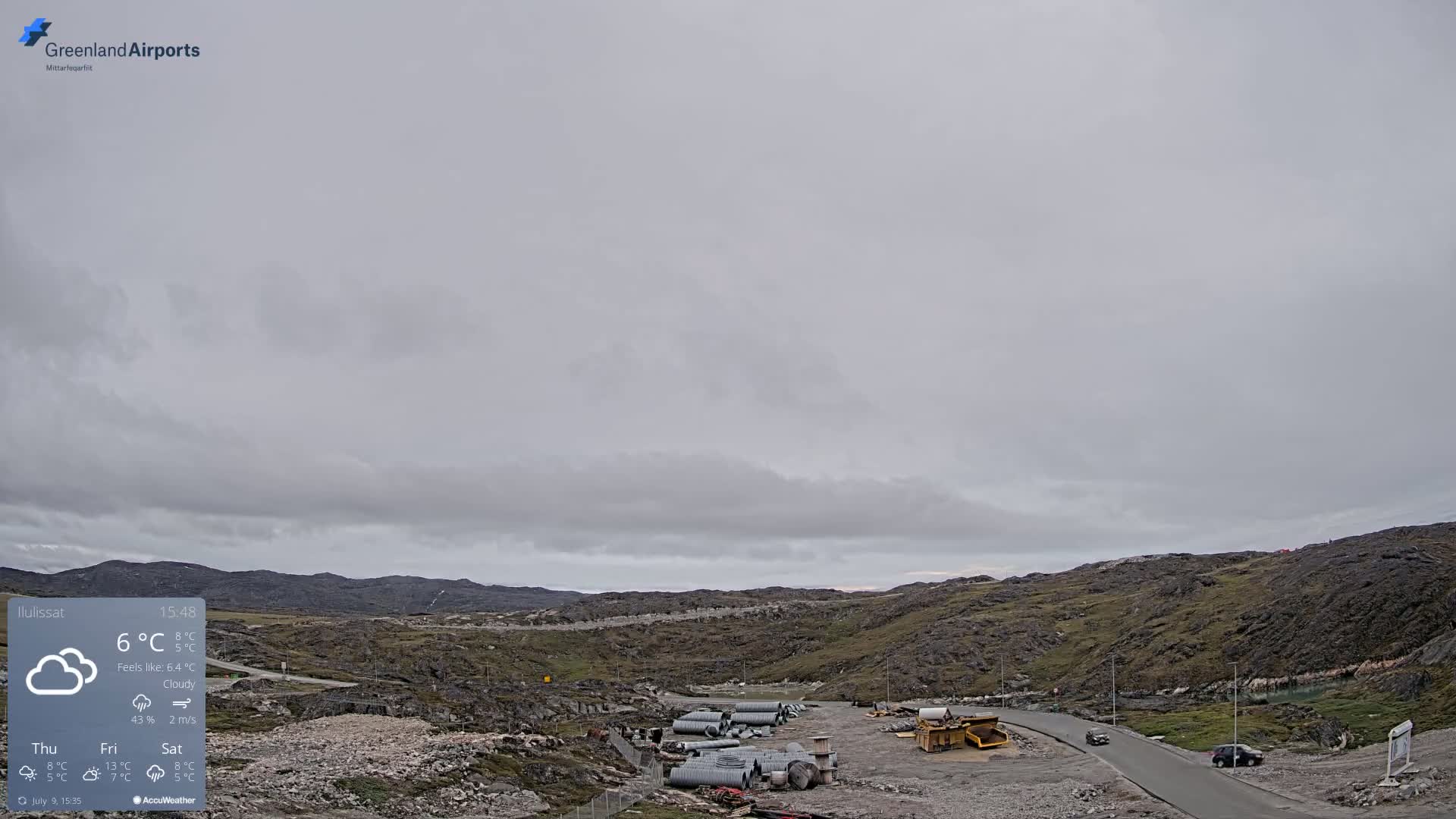 Ilulissat Airport South Gate View Live Cam JAV / BGJN - Ilulissat, Avannaata, Greenland, Denmark