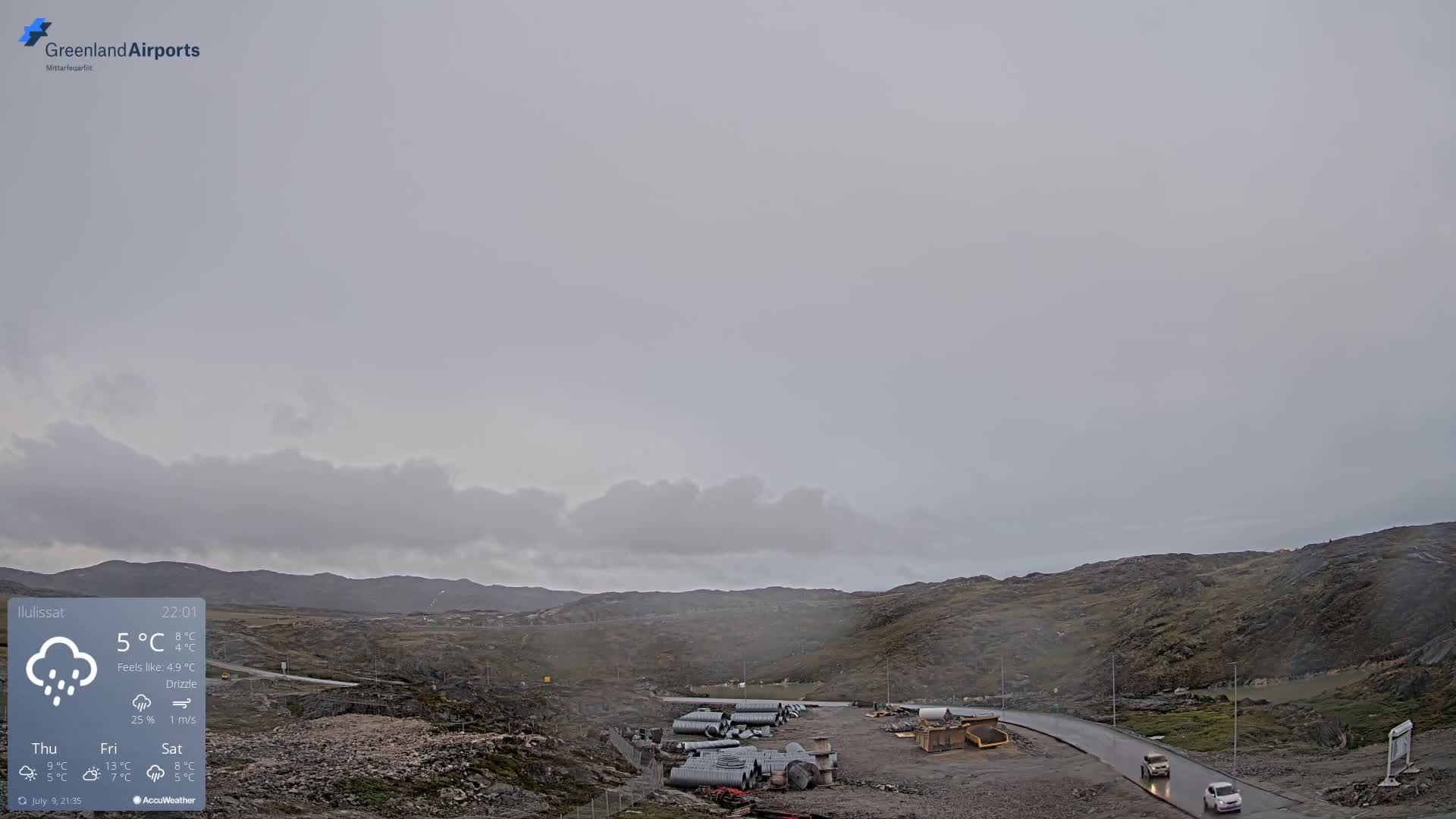Ilulissat Airport South Gate View Live Cam JAV / BGJN - Ilulissat, Avannaata, Greenland, Denmark