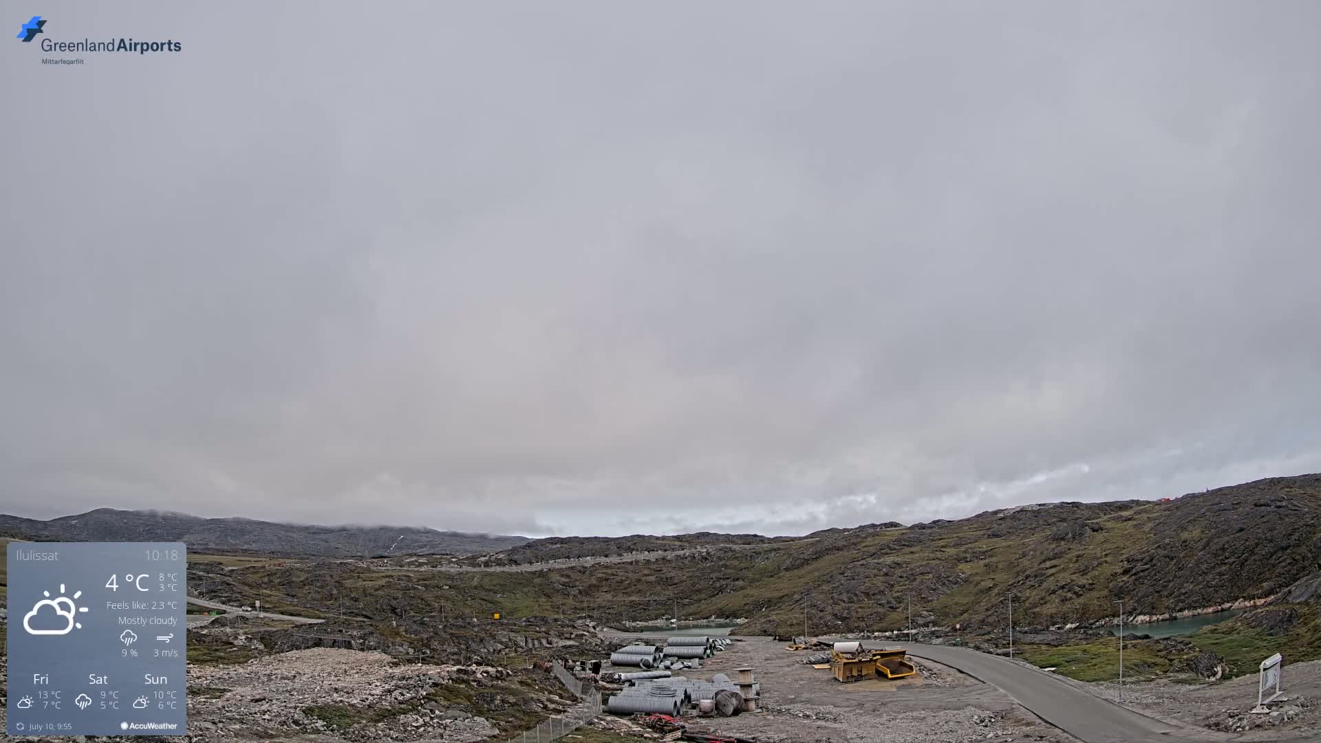 Ilulissat Airport South Gate View Live Cam JAV / BGJN - Ilulissat, Avannaata, Greenland, Denmark