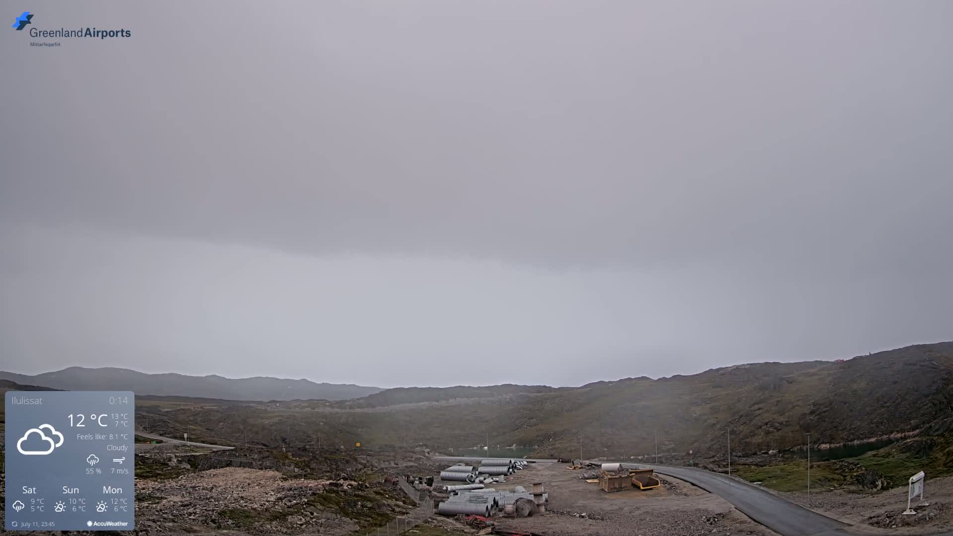Ilulissat Airport South Gate View Live Cam JAV / BGJN - Ilulissat, Avannaata, Greenland, Denmark