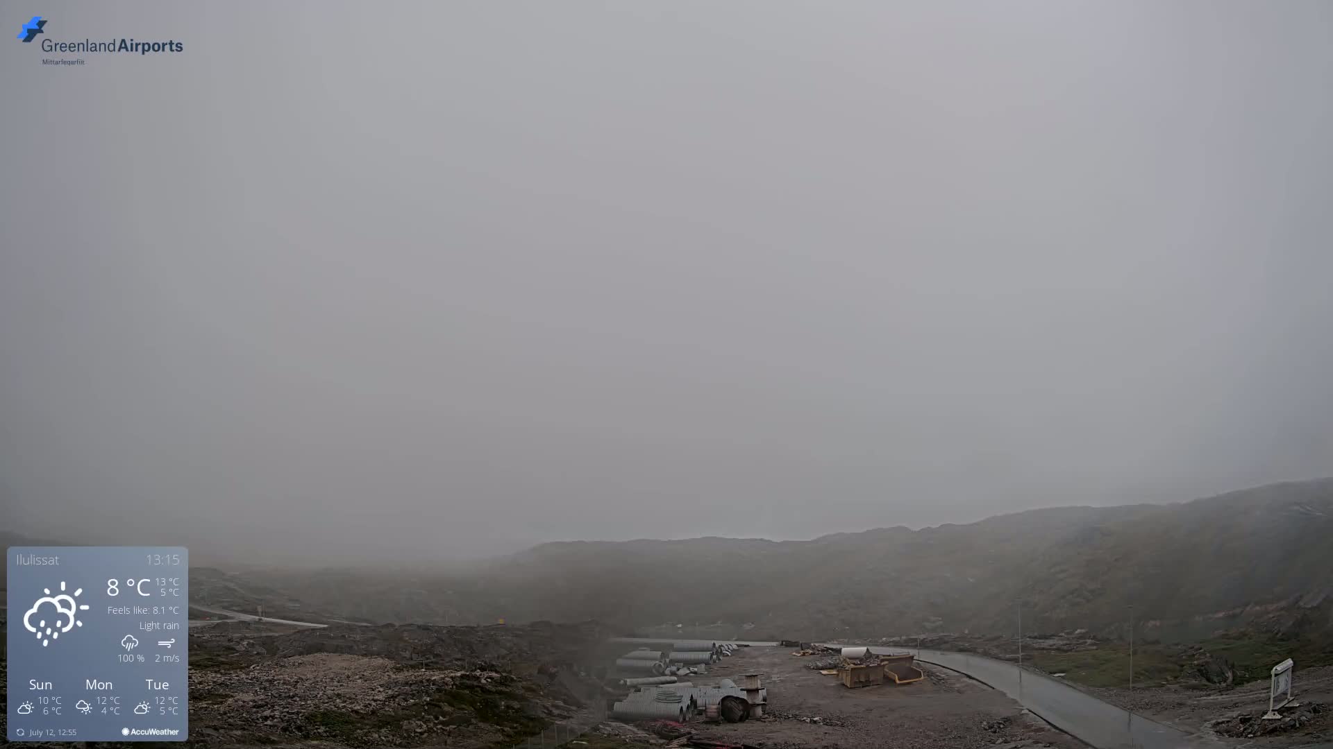 Ilulissat Airport South Gate View Live Cam JAV / BGJN - Ilulissat, Avannaata, Greenland, Denmark