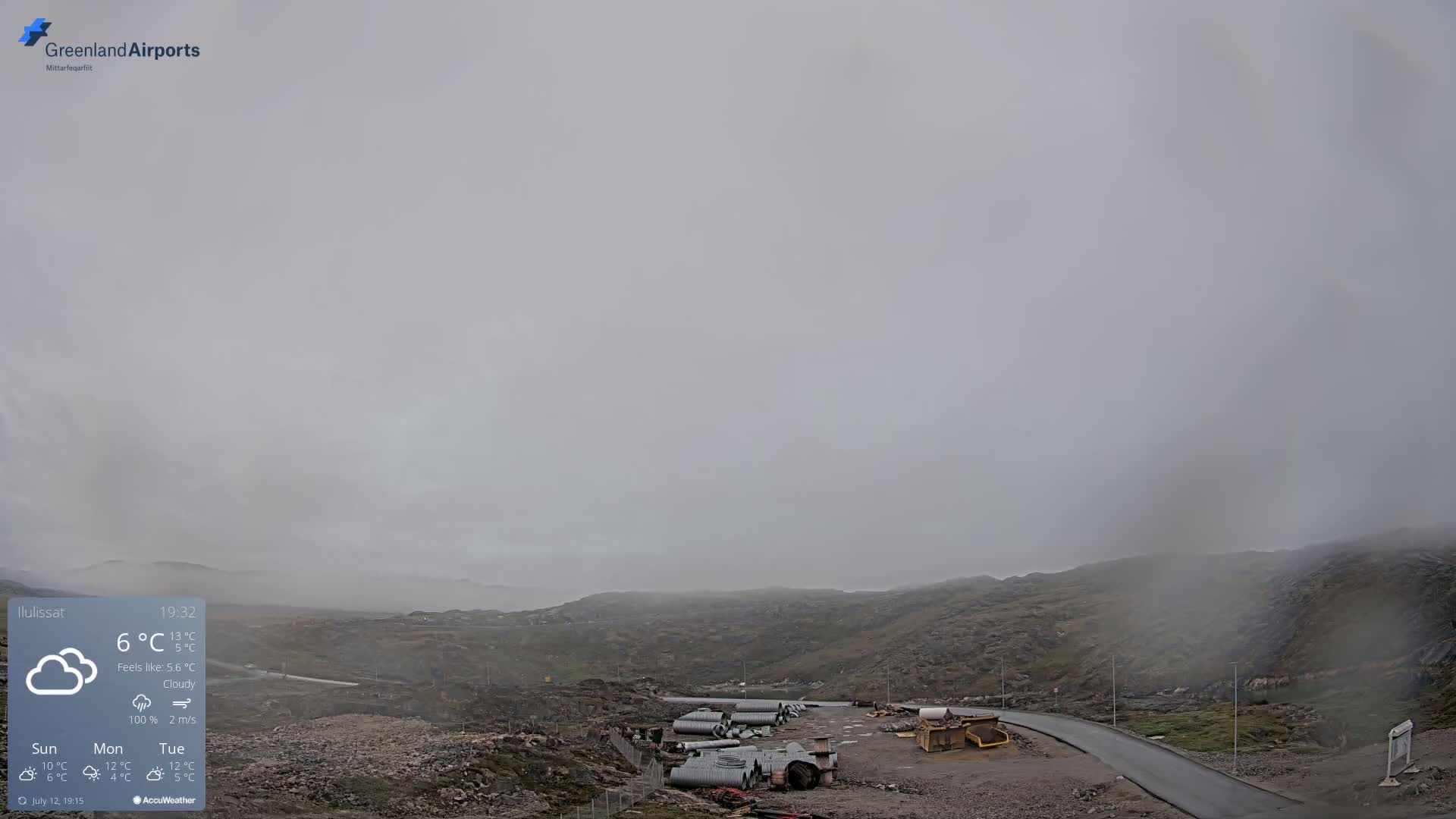 Ilulissat Airport South Gate View Live Cam JAV / BGJN - Ilulissat, Avannaata, Greenland, Denmark