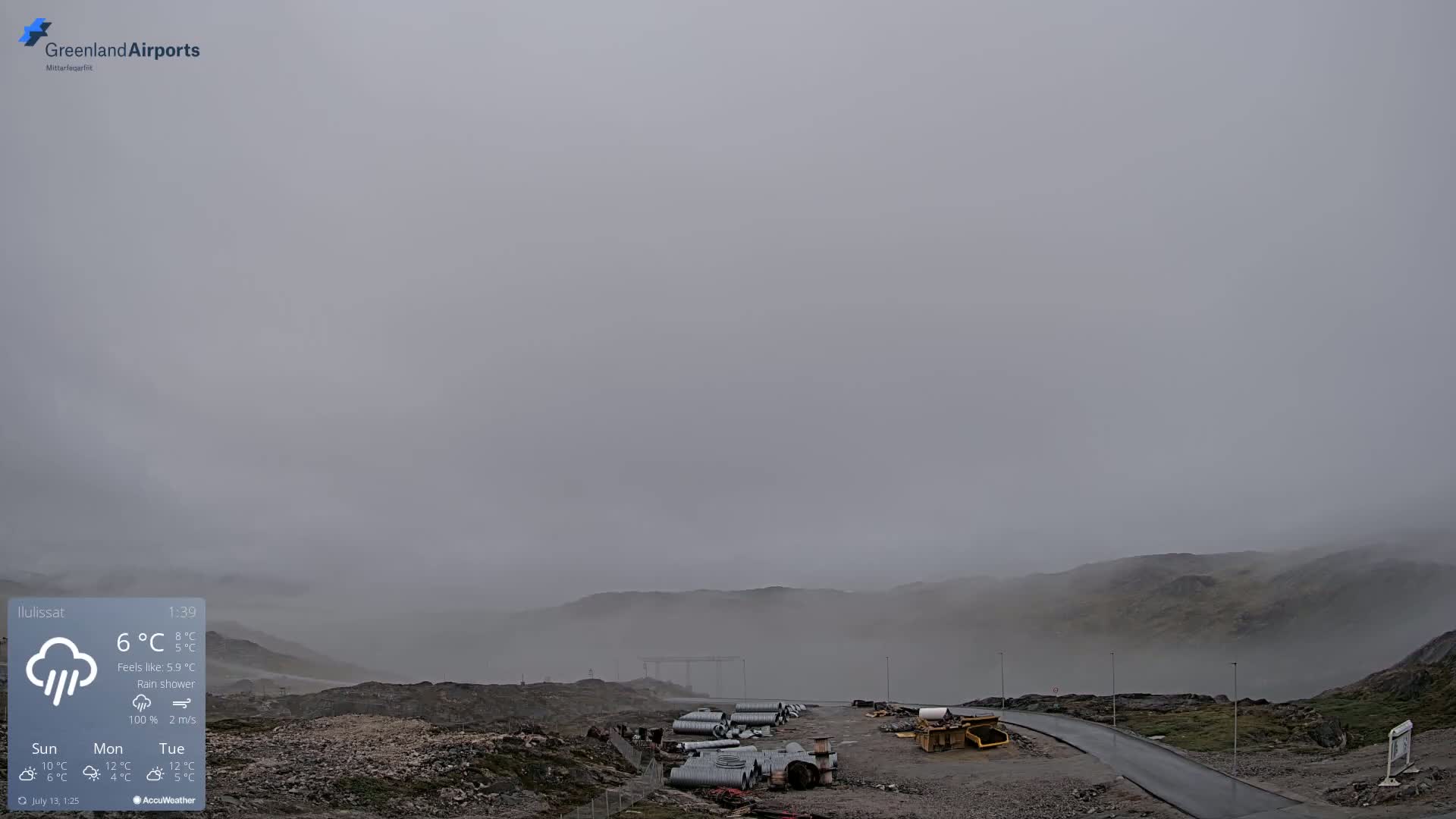 Ilulissat Airport South Gate View Live Cam JAV / BGJN - Ilulissat, Avannaata, Greenland, Denmark