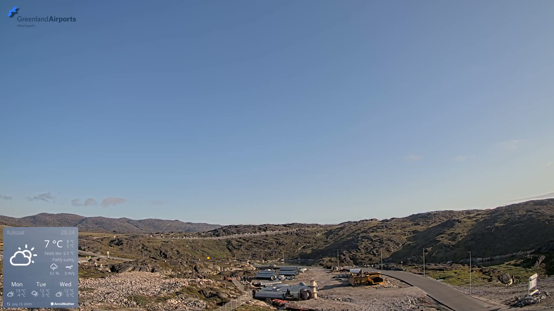 Ilulissat Airport South Gate View Live Cam JAV / BGJN - Ilulissat, Avannaata, Greenland, Denmark