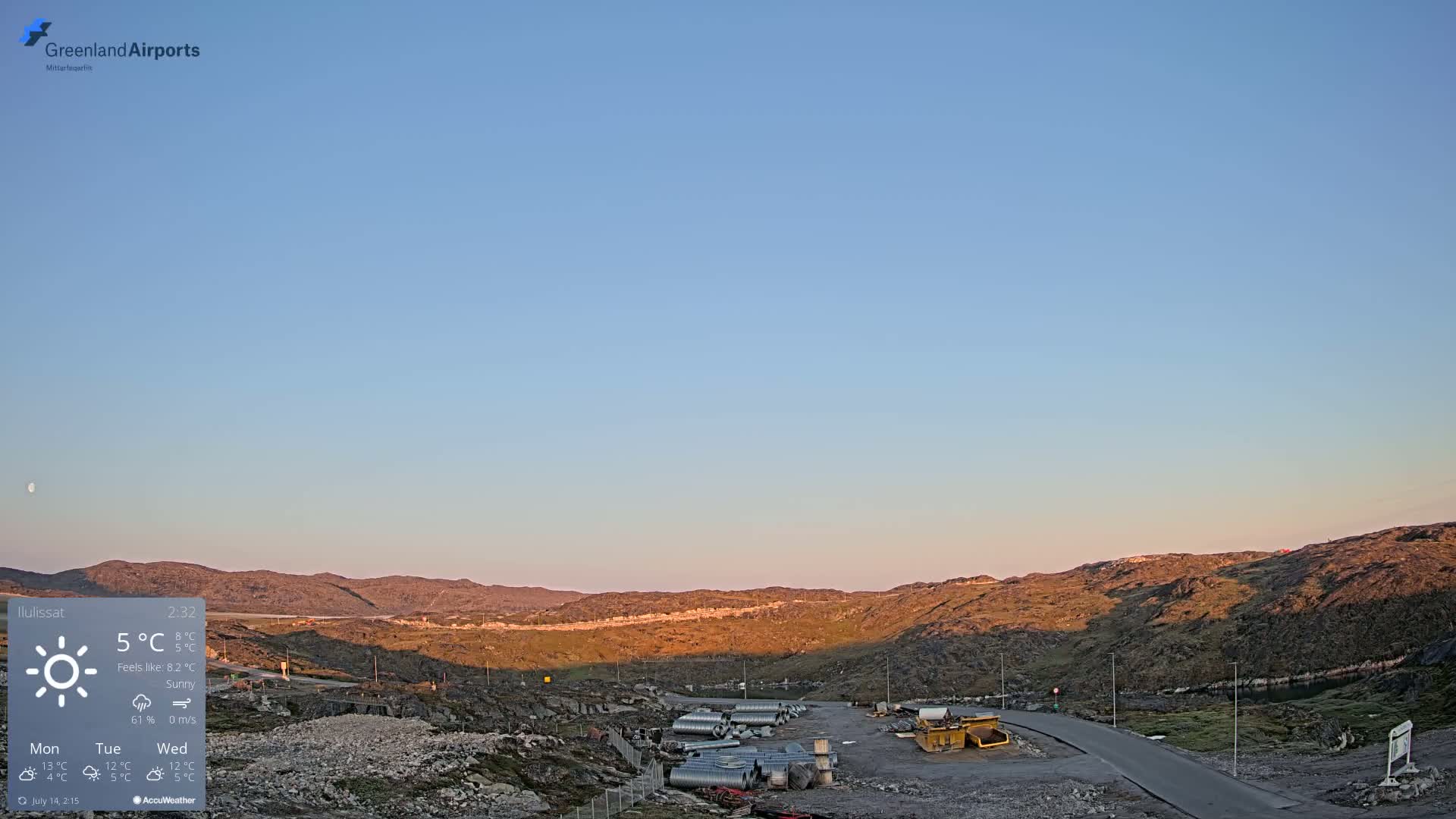 Ilulissat Airport South Gate View Live Cam JAV / BGJN - Ilulissat, Avannaata, Greenland, Denmark