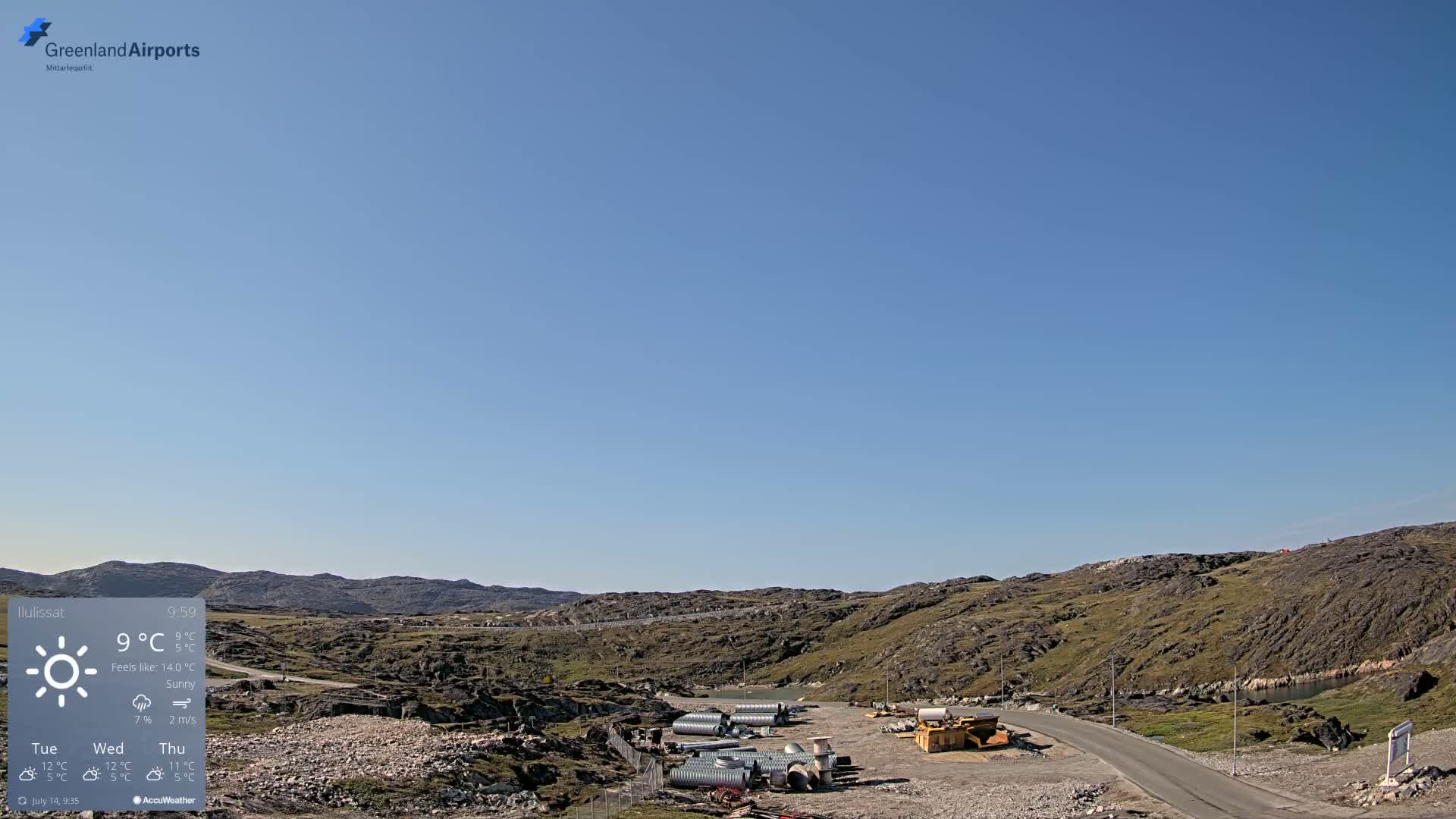 Ilulissat Airport South Gate View Live Cam JAV / BGJN - Ilulissat, Avannaata, Greenland, Denmark