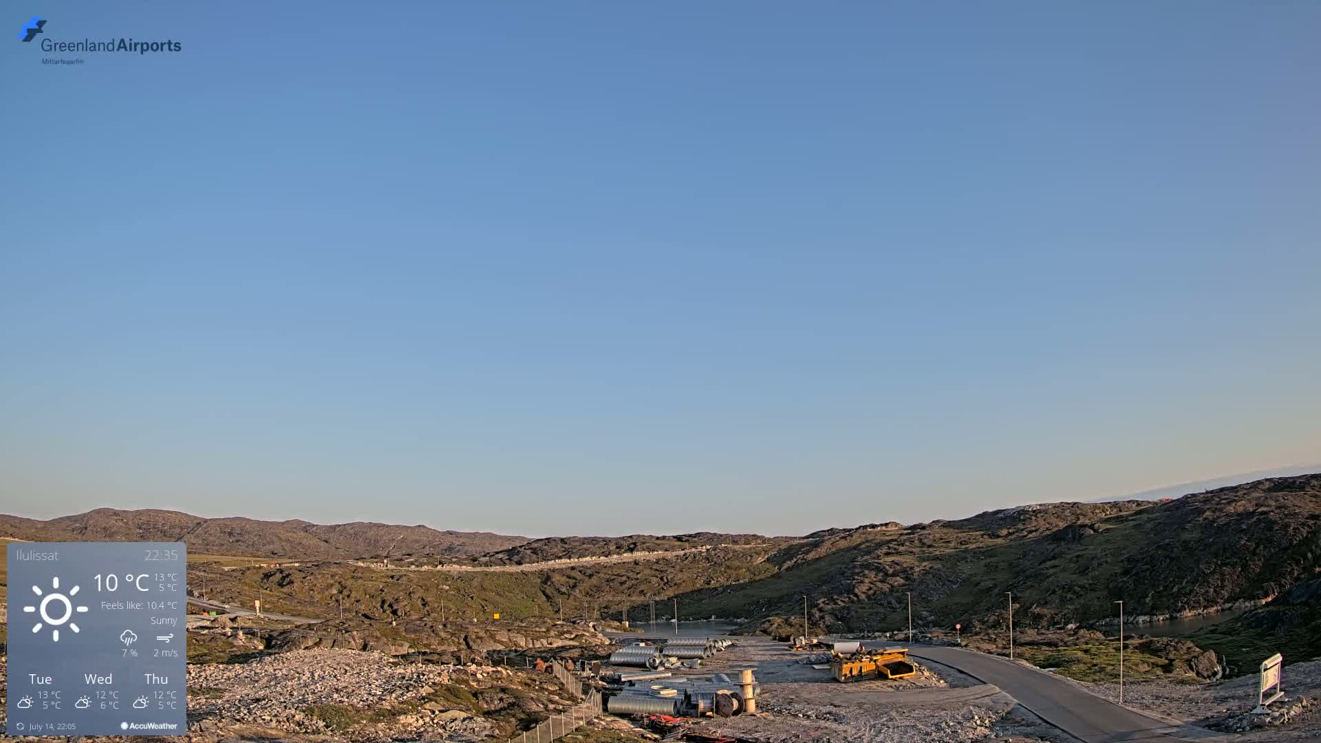 Ilulissat Airport South Gate View Live Cam JAV / BGJN - Ilulissat, Avannaata, Greenland, Denmark