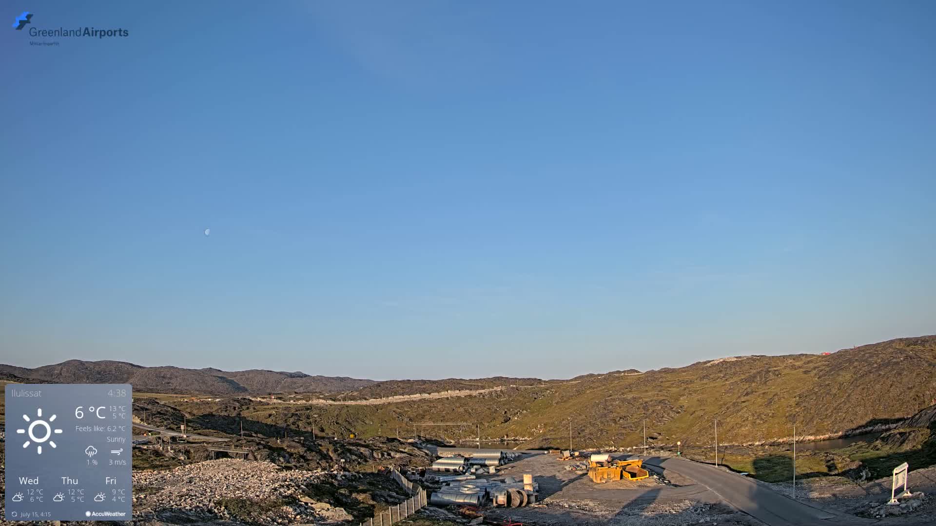 Ilulissat Airport South Gate View Live Cam JAV / BGJN - Ilulissat, Avannaata, Greenland, Denmark