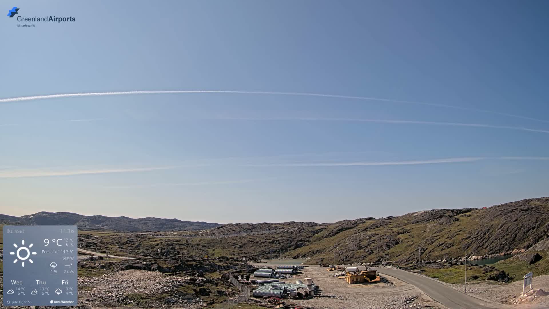 Ilulissat Airport South Gate View Live Cam JAV / BGJN - Ilulissat, Avannaata, Greenland, Denmark