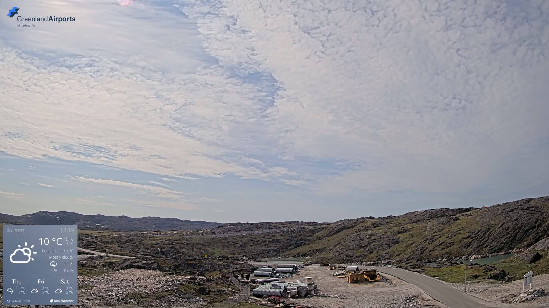 Ilulissat Airport South Gate View Live Cam JAV / BGJN - Ilulissat, Avannaata, Greenland, Denmark