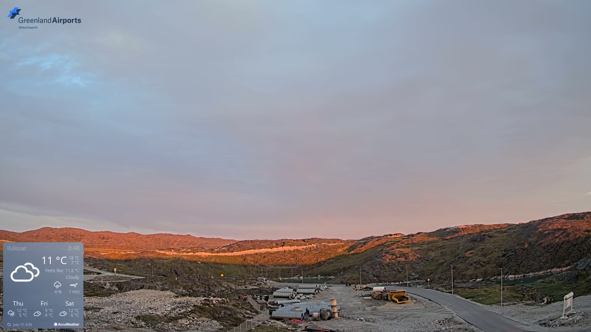 Ilulissat Airport South Gate View Live Cam JAV / BGJN - Ilulissat, Avannaata, Greenland, Denmark