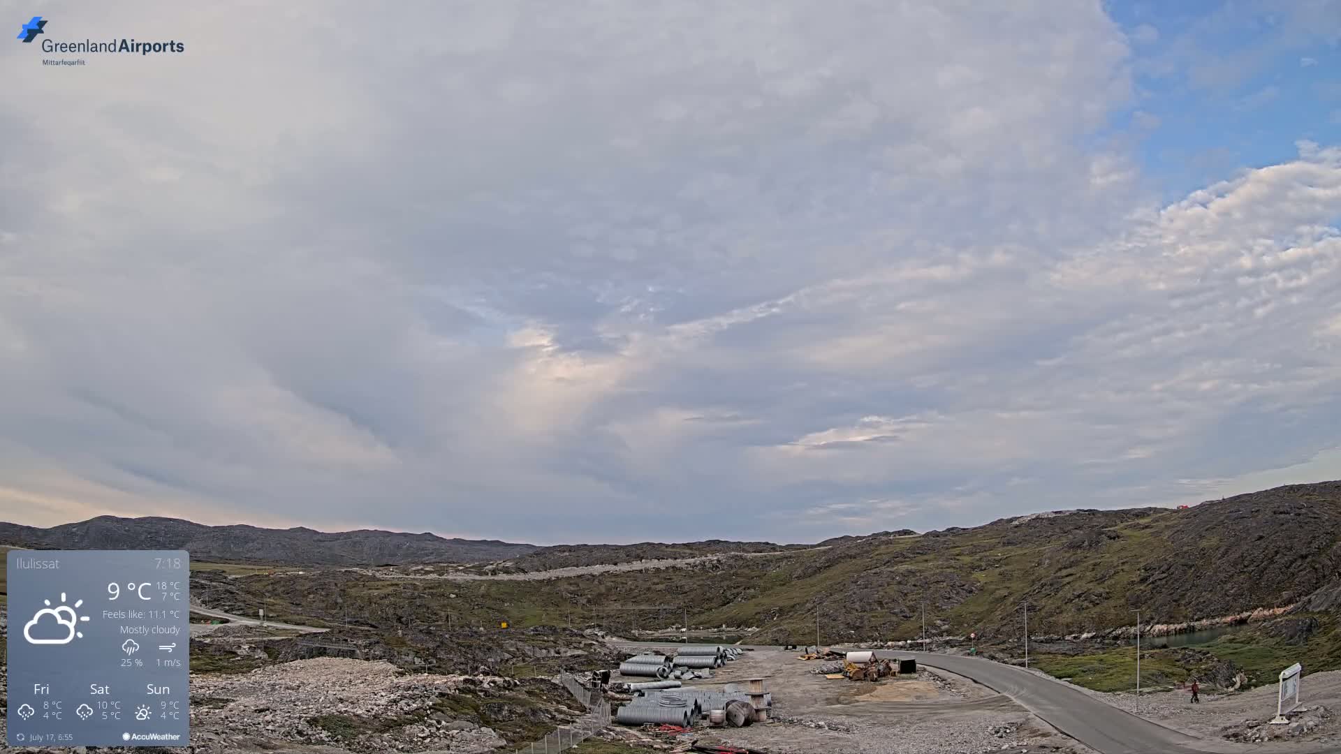 Ilulissat Airport South Gate View Live Cam JAV / BGJN - Ilulissat, Avannaata, Greenland, Denmark