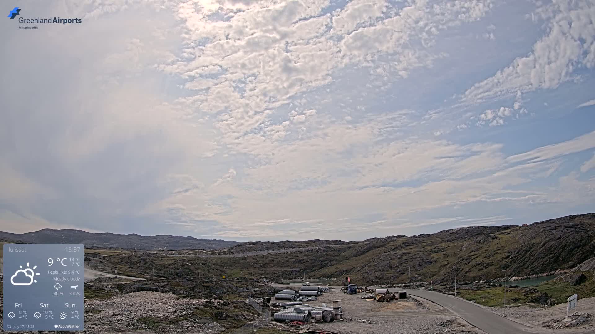 Ilulissat Airport South Gate View Live Cam JAV / BGJN - Ilulissat, Avannaata, Greenland, Denmark