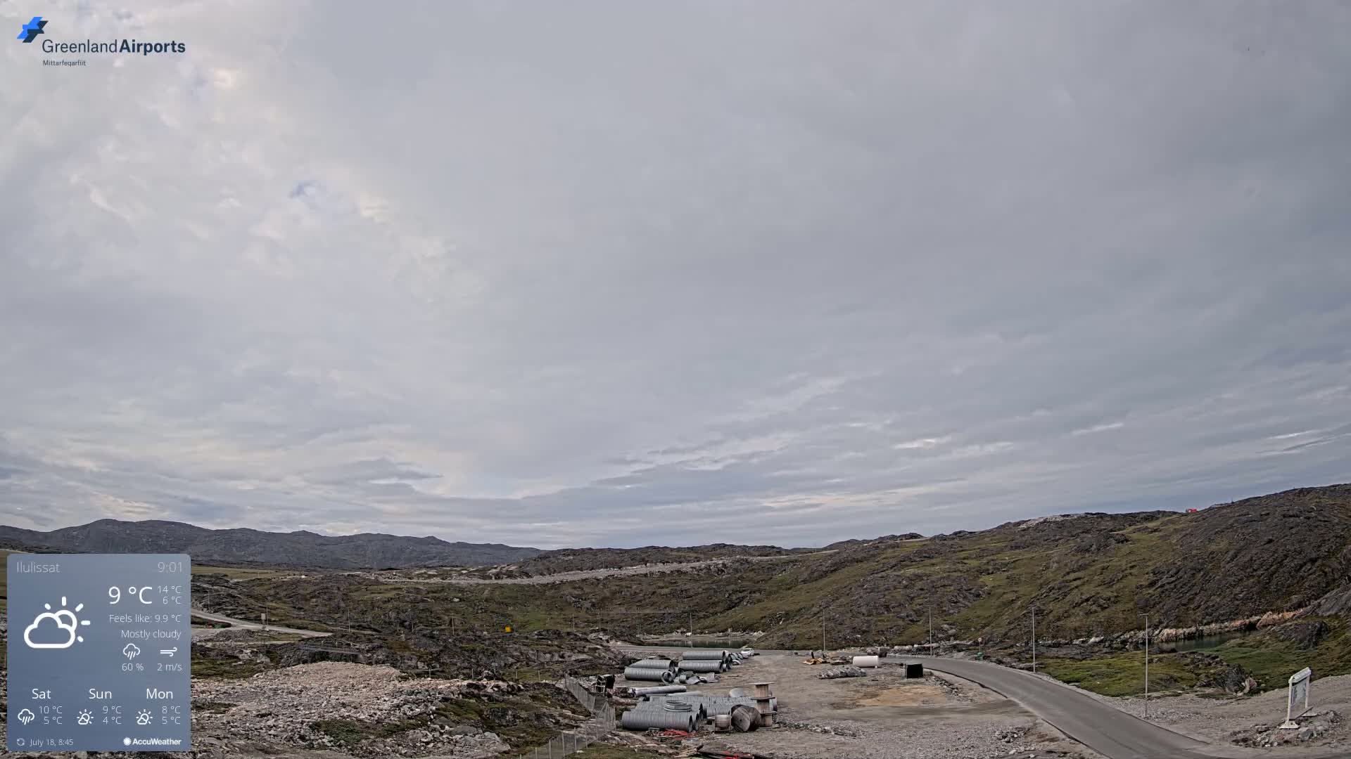 Ilulissat Airport South Gate View Live Cam JAV / BGJN - Ilulissat, Avannaata, Greenland, Denmark