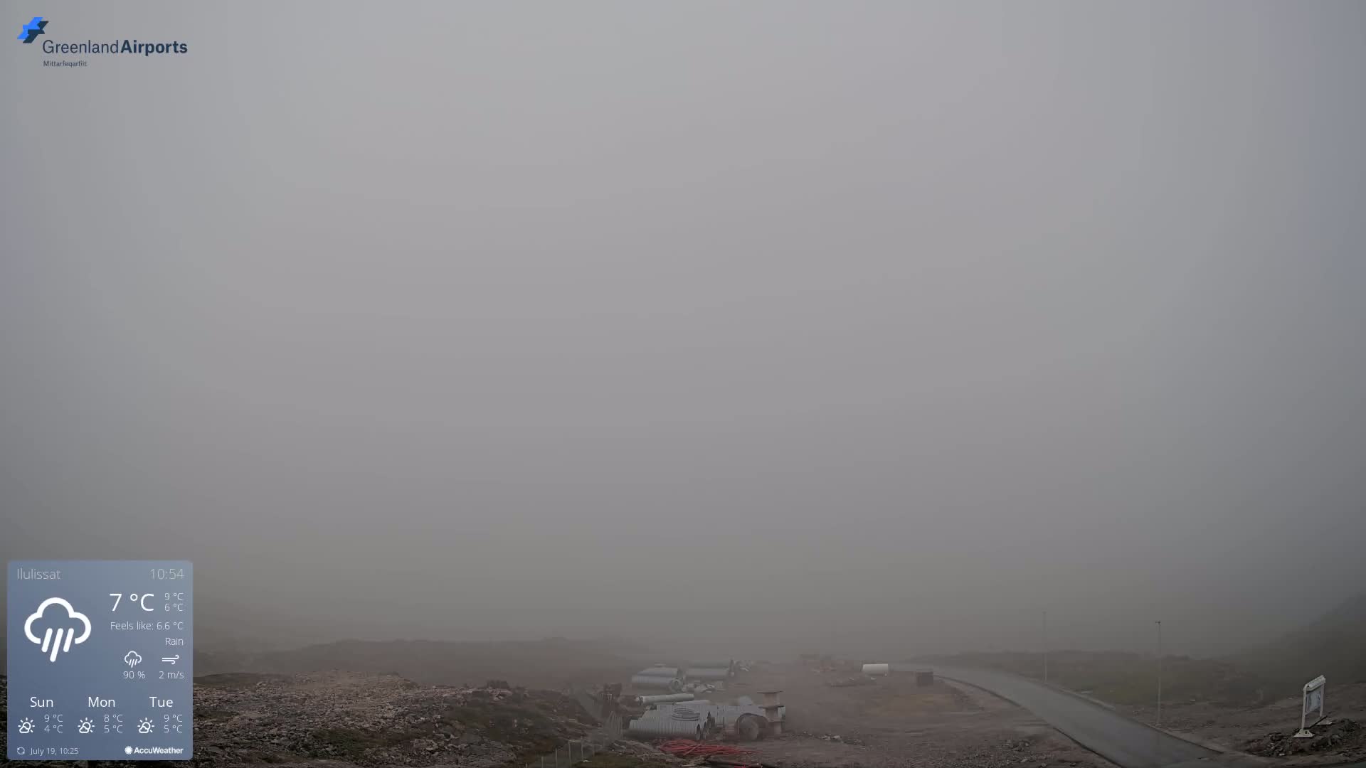 Ilulissat Airport South Gate View Live Cam JAV / BGJN - Ilulissat, Avannaata, Greenland, Denmark