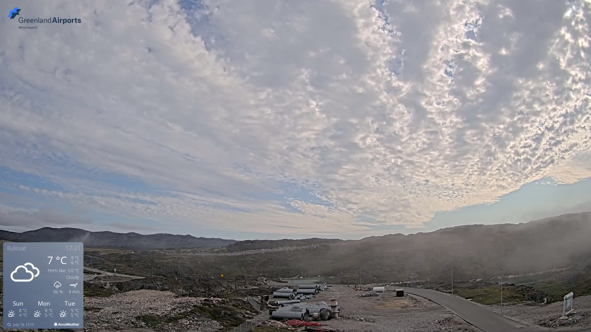 Ilulissat Airport South Gate View Live Cam JAV / BGJN - Ilulissat, Avannaata, Greenland, Denmark