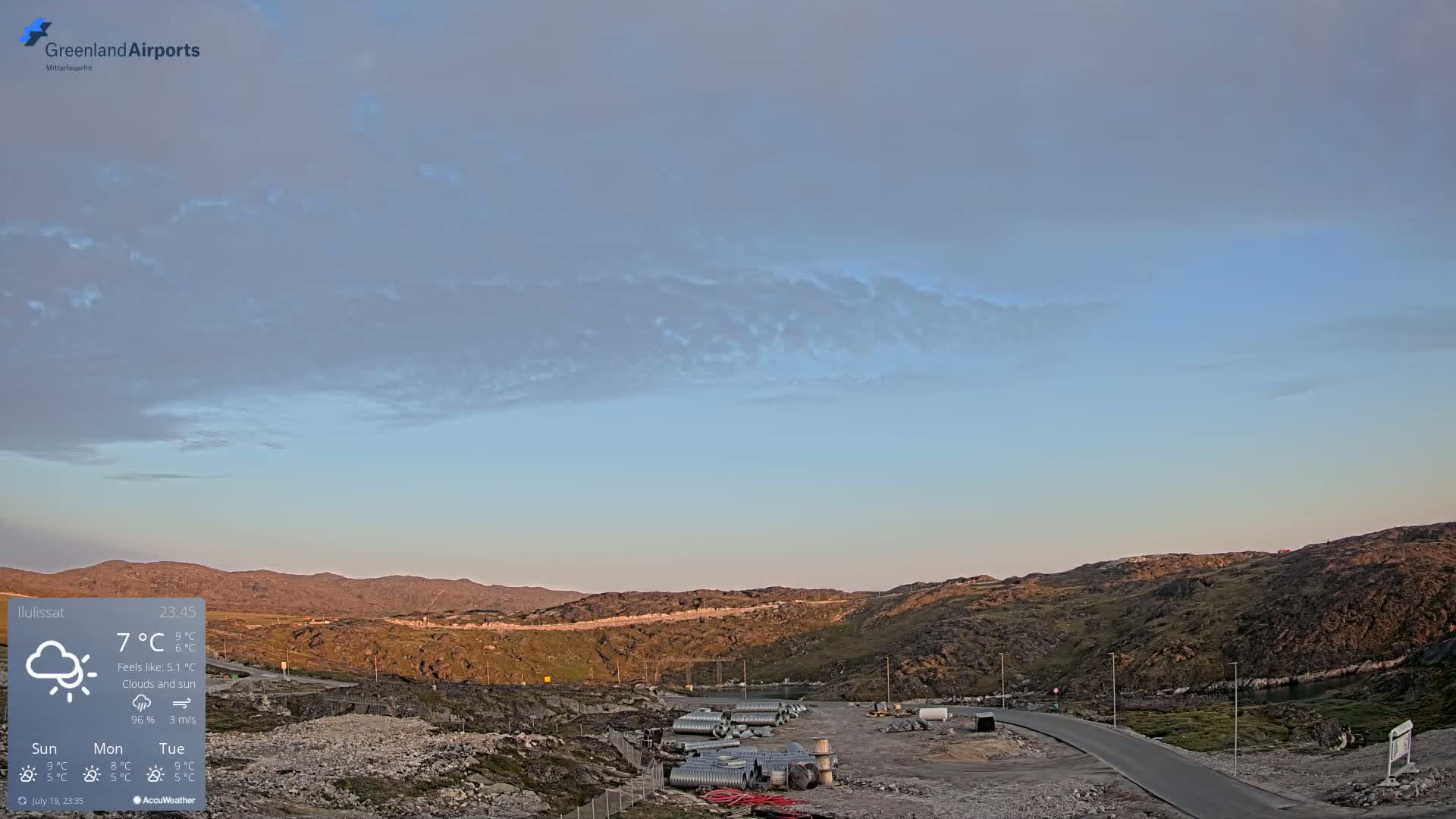 Ilulissat Airport South Gate View Live Cam JAV / BGJN - Ilulissat, Avannaata, Greenland, Denmark