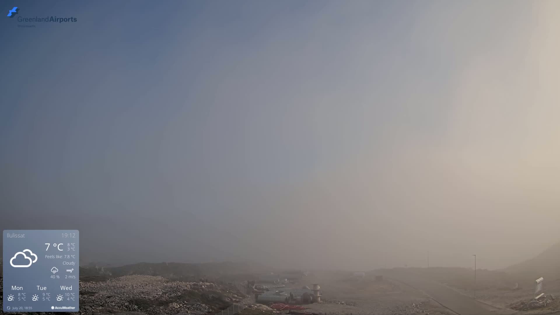 Ilulissat Airport South Gate View Live Cam JAV / BGJN - Ilulissat, Avannaata, Greenland, Denmark
