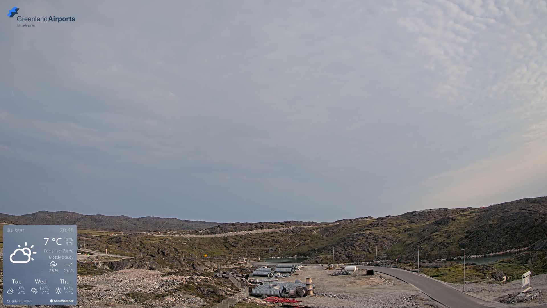 Ilulissat Airport South Gate View Live Cam JAV / BGJN - Ilulissat, Avannaata, Greenland, Denmark