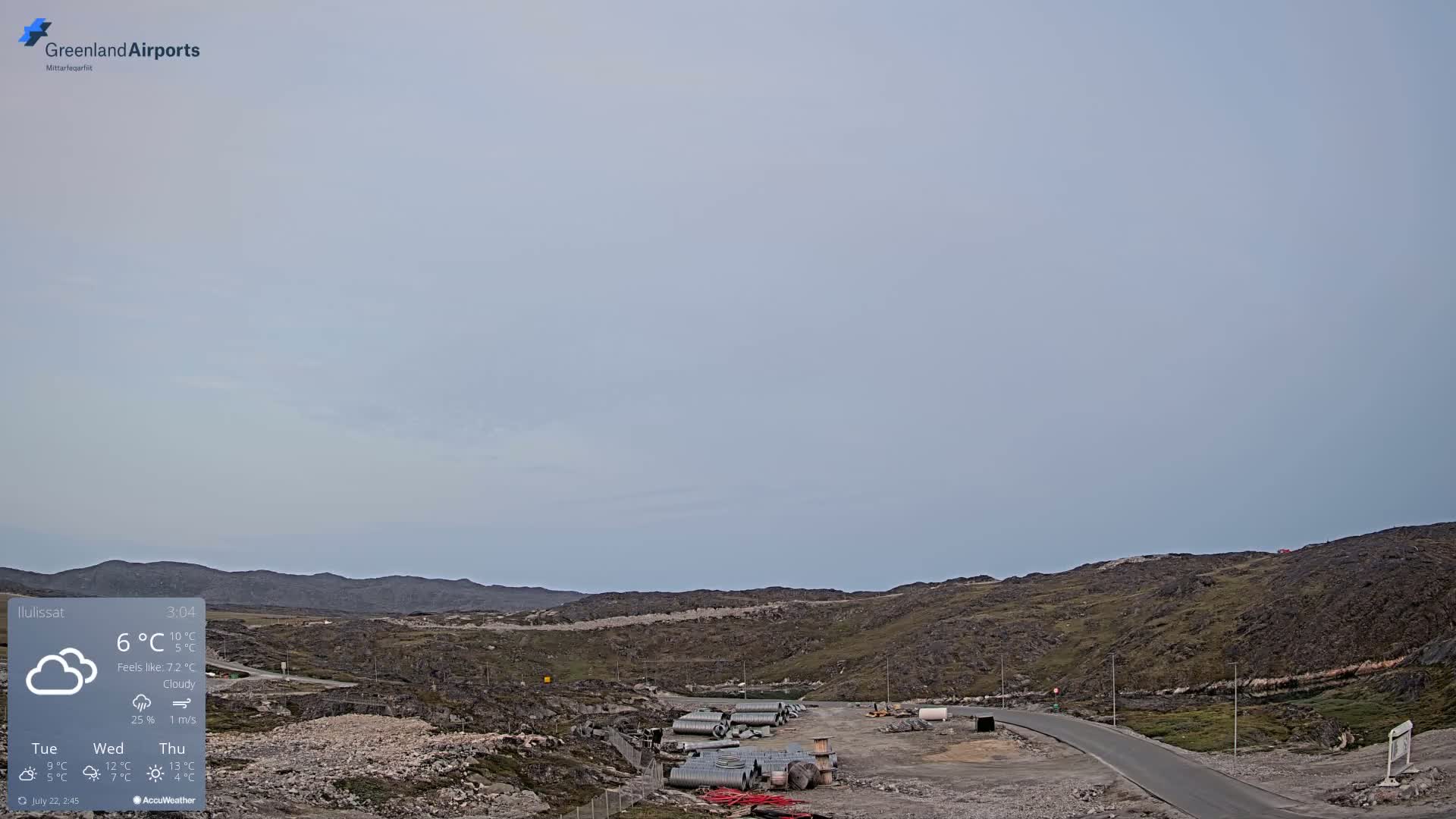 Ilulissat Airport South Gate View Live Cam JAV / BGJN - Ilulissat, Avannaata, Greenland, Denmark