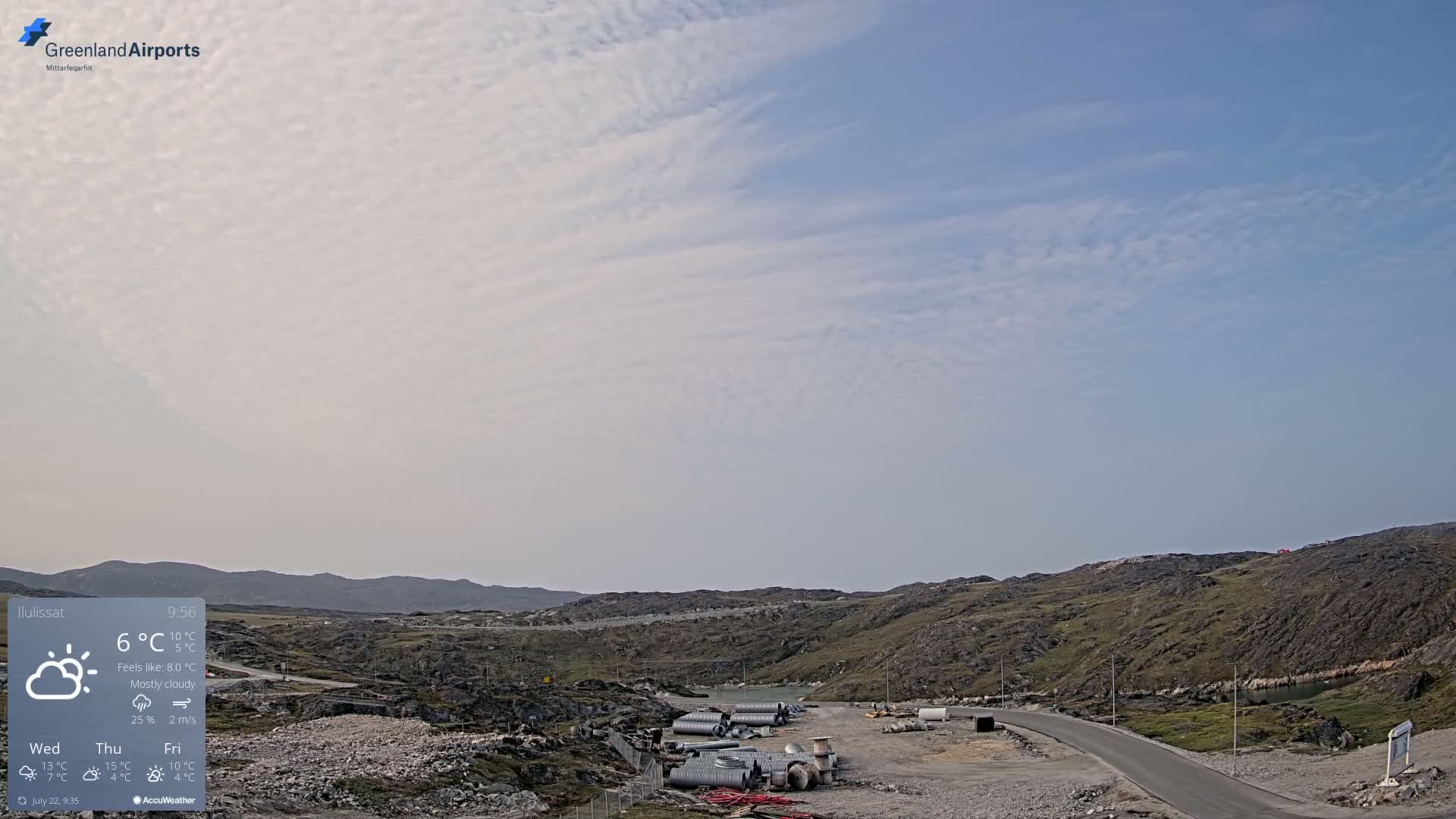 Ilulissat Airport South Gate View Live Cam JAV / BGJN - Ilulissat, Avannaata, Greenland, Denmark