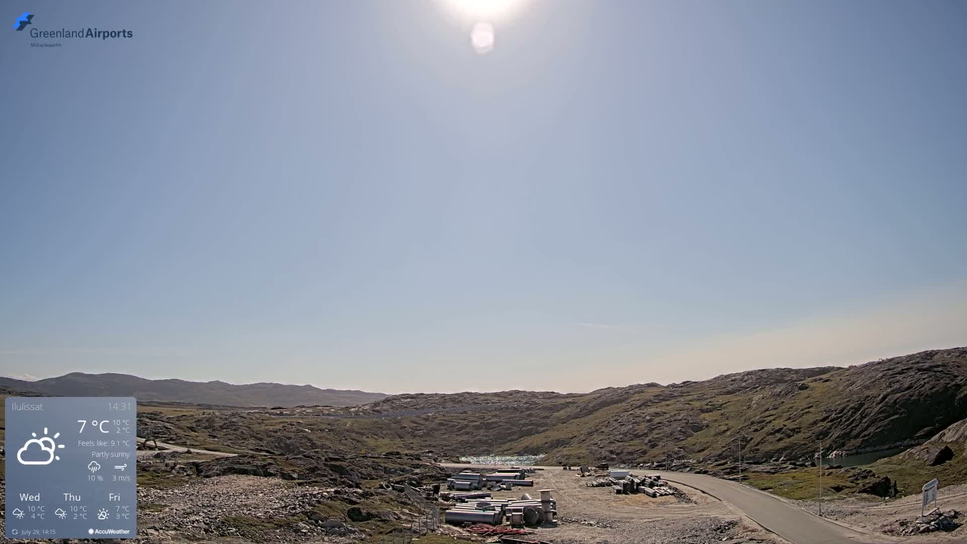 Ilulissat Airport South Gate View Live Cam JAV / BGJN - Ilulissat, Avannaata, Greenland, Denmark