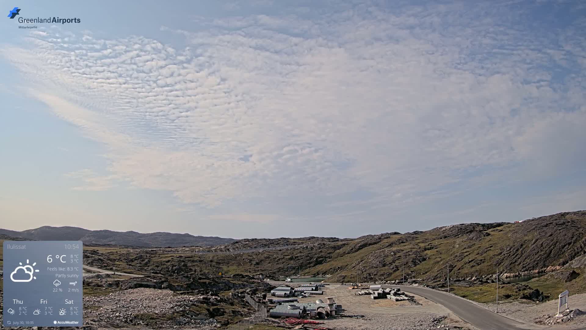 Ilulissat Airport South Gate View Live Cam JAV / BGJN - Ilulissat, Avannaata, Greenland, Denmark