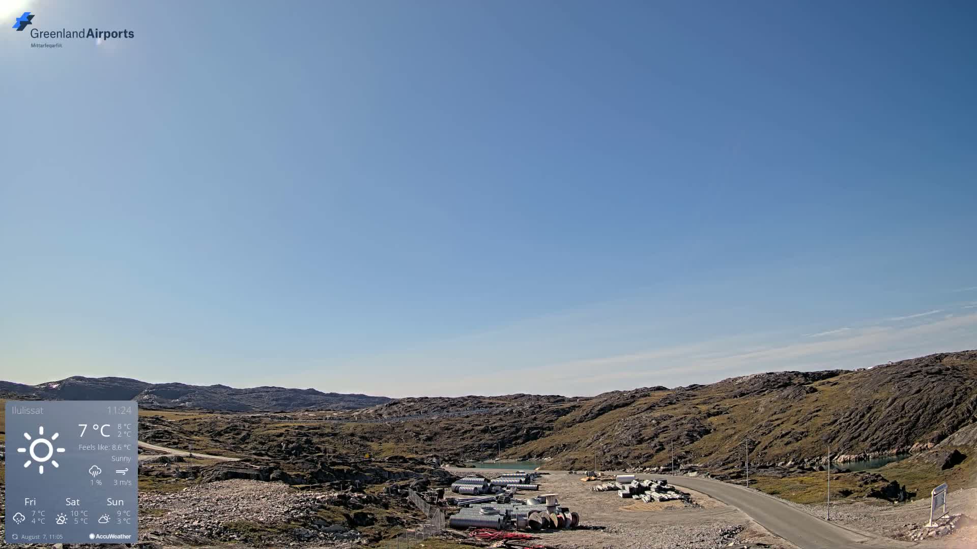 Ilulissat Airport South Gate View Live Cam JAV / BGJN - Ilulissat, Avannaata, Greenland, Denmark