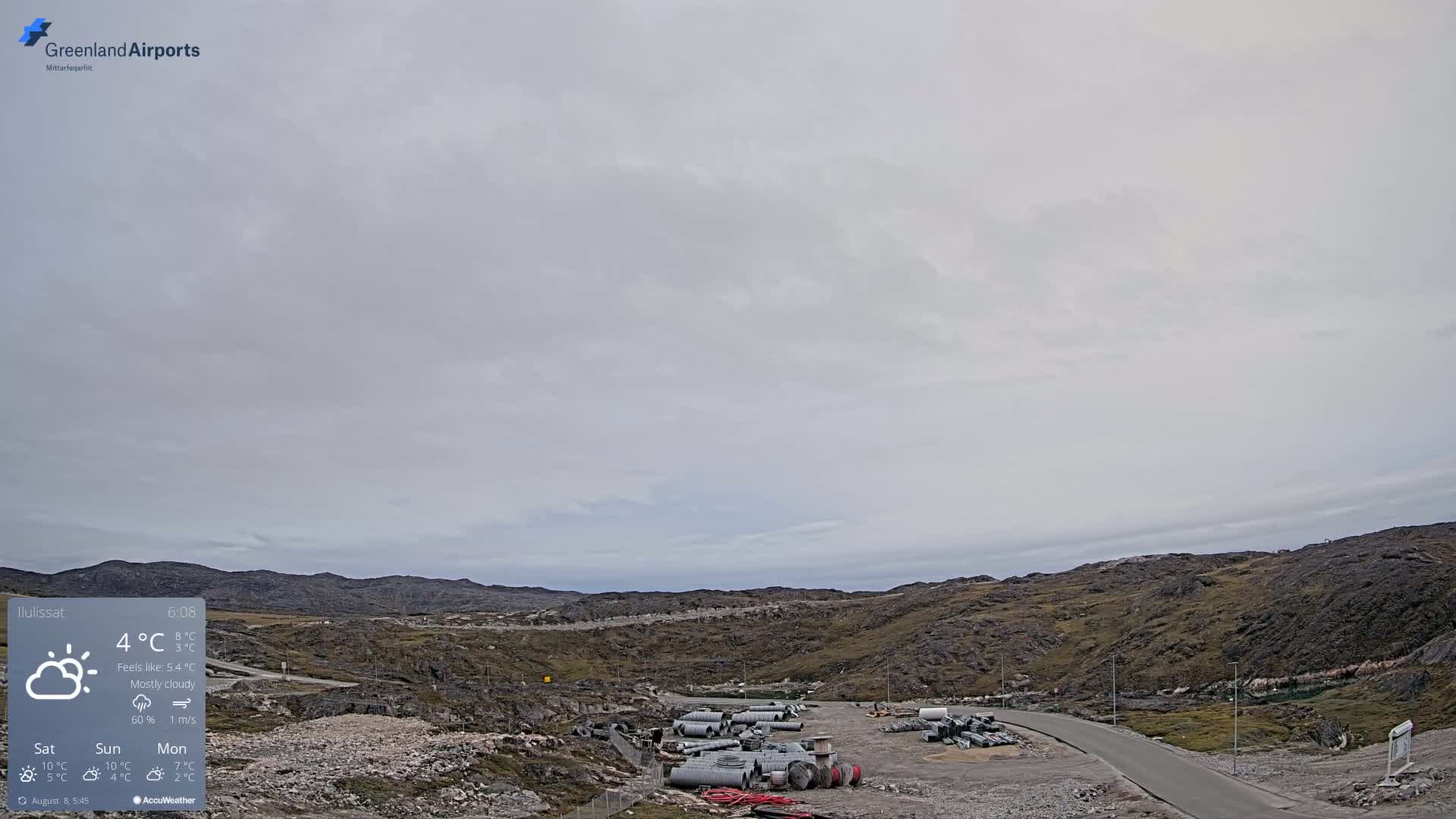 Ilulissat Airport South Gate View Live Cam JAV / BGJN - Ilulissat, Avannaata, Greenland, Denmark
