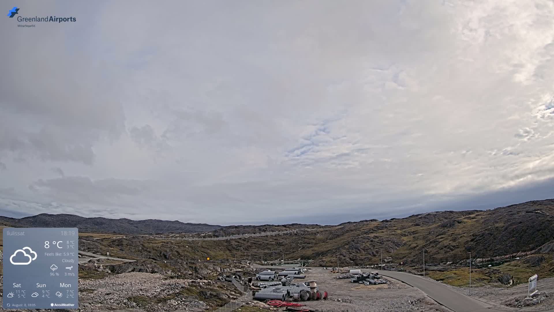 Ilulissat Airport South Gate View Live Cam JAV / BGJN - Ilulissat, Avannaata, Greenland, Denmark