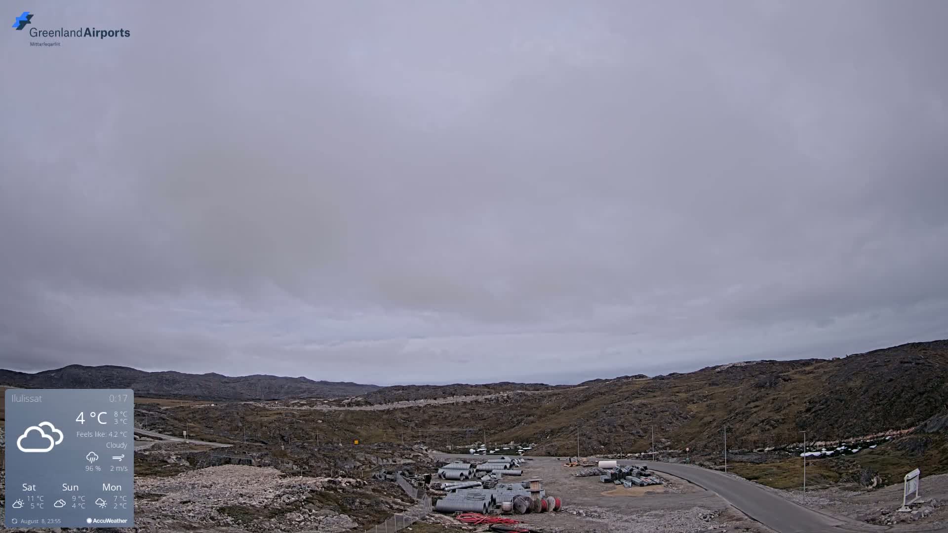 Ilulissat Airport South Gate View Live Cam JAV / BGJN - Ilulissat, Avannaata, Greenland, Denmark