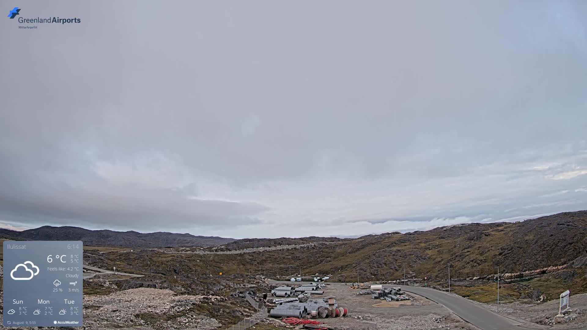 Ilulissat Airport South Gate View Live Cam JAV / BGJN - Ilulissat, Avannaata, Greenland, Denmark