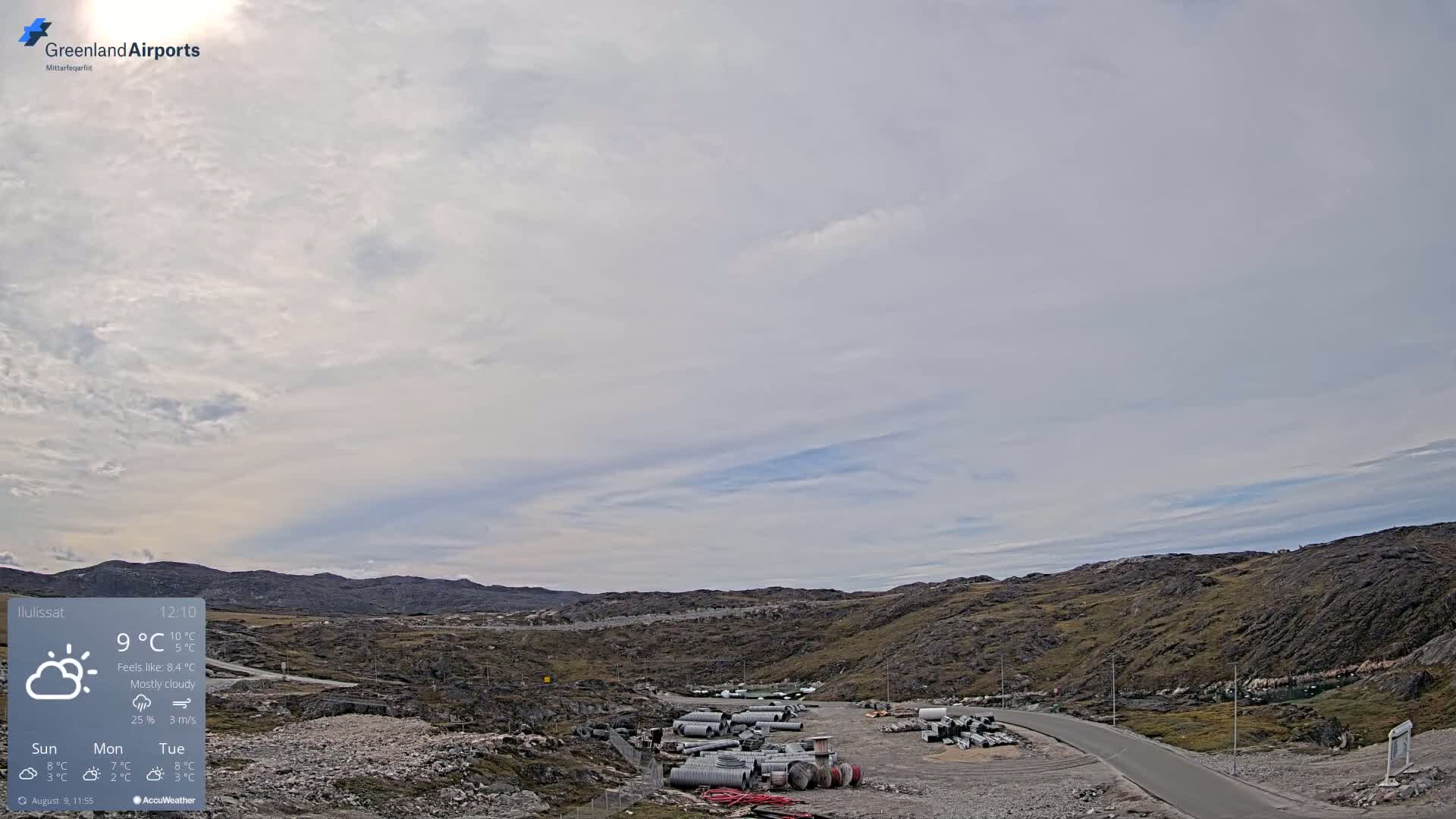 Ilulissat Airport South Gate View Live Cam JAV / BGJN - Ilulissat, Avannaata, Greenland, Denmark